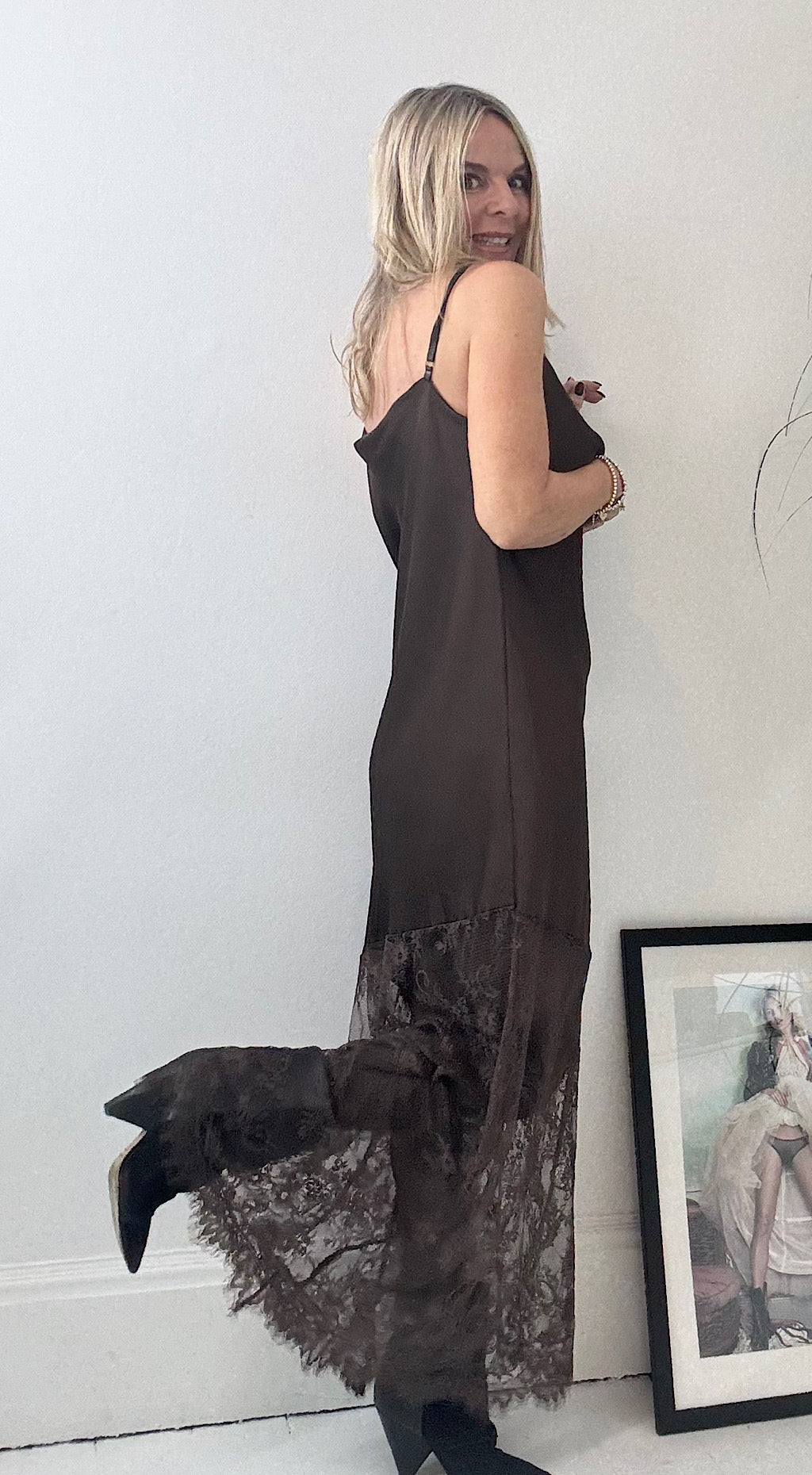 Long slip dress black