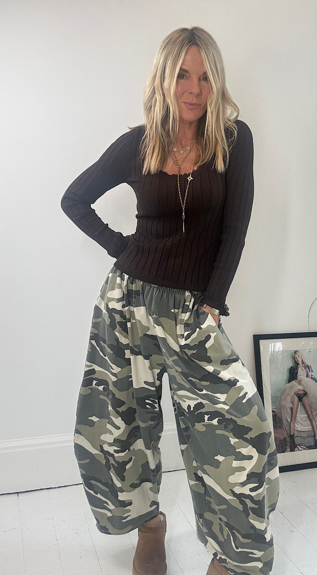 Camo Barrel Leg Pant