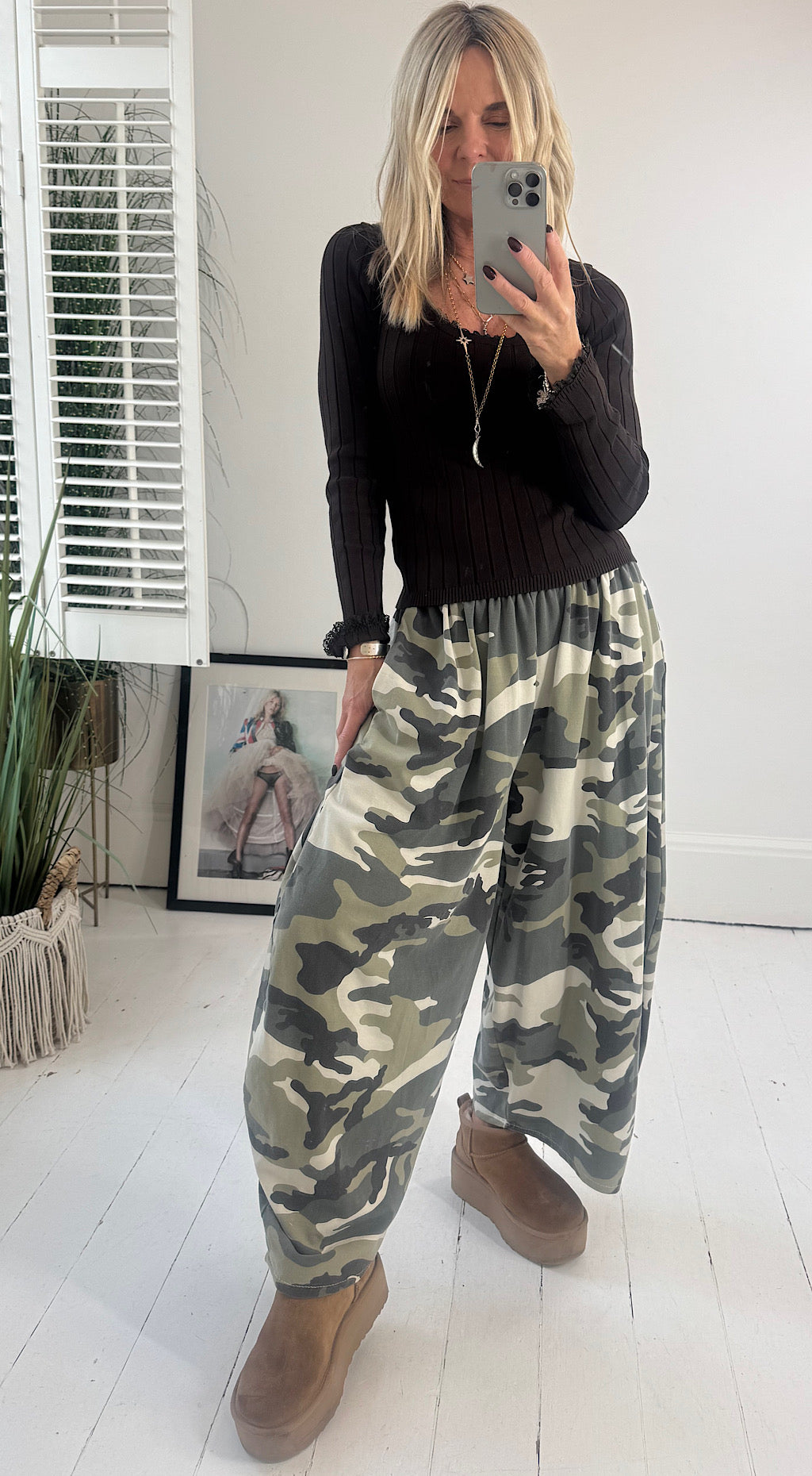 Camo Barrel Leg Pant