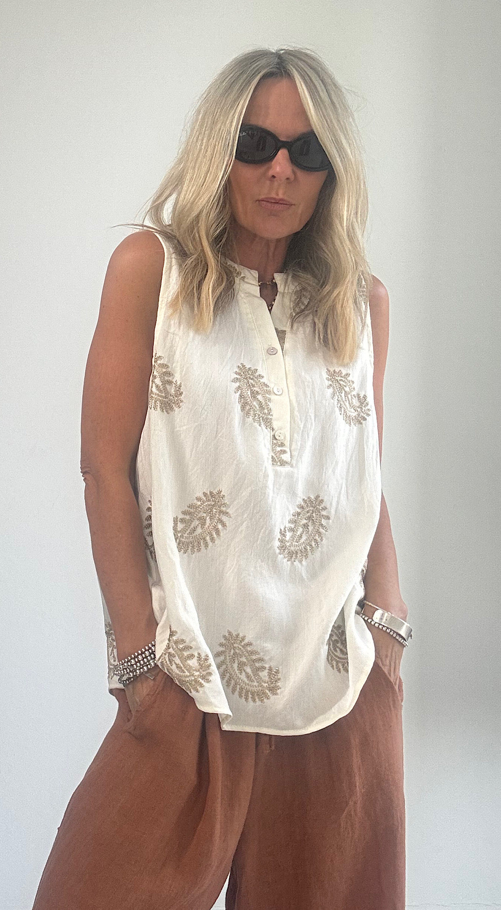 Indian gold detail top