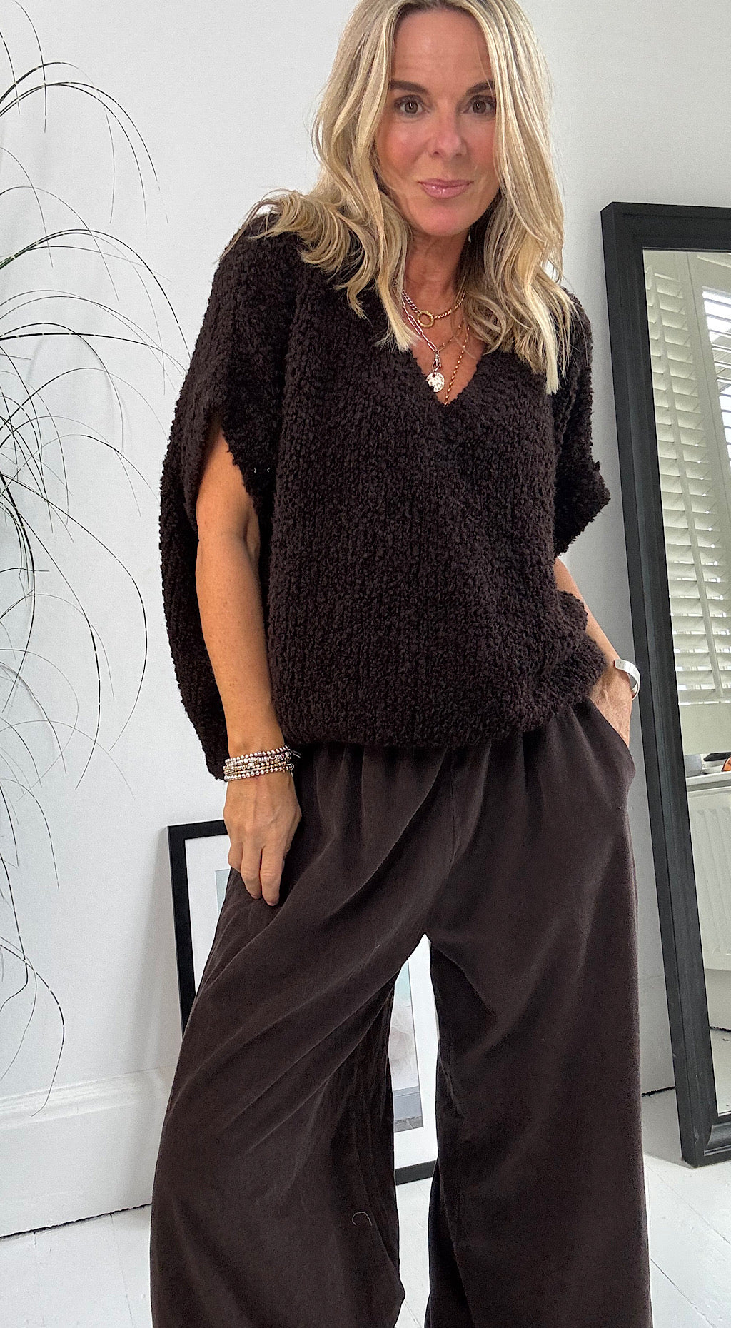 Knitted Tank Top - Brown