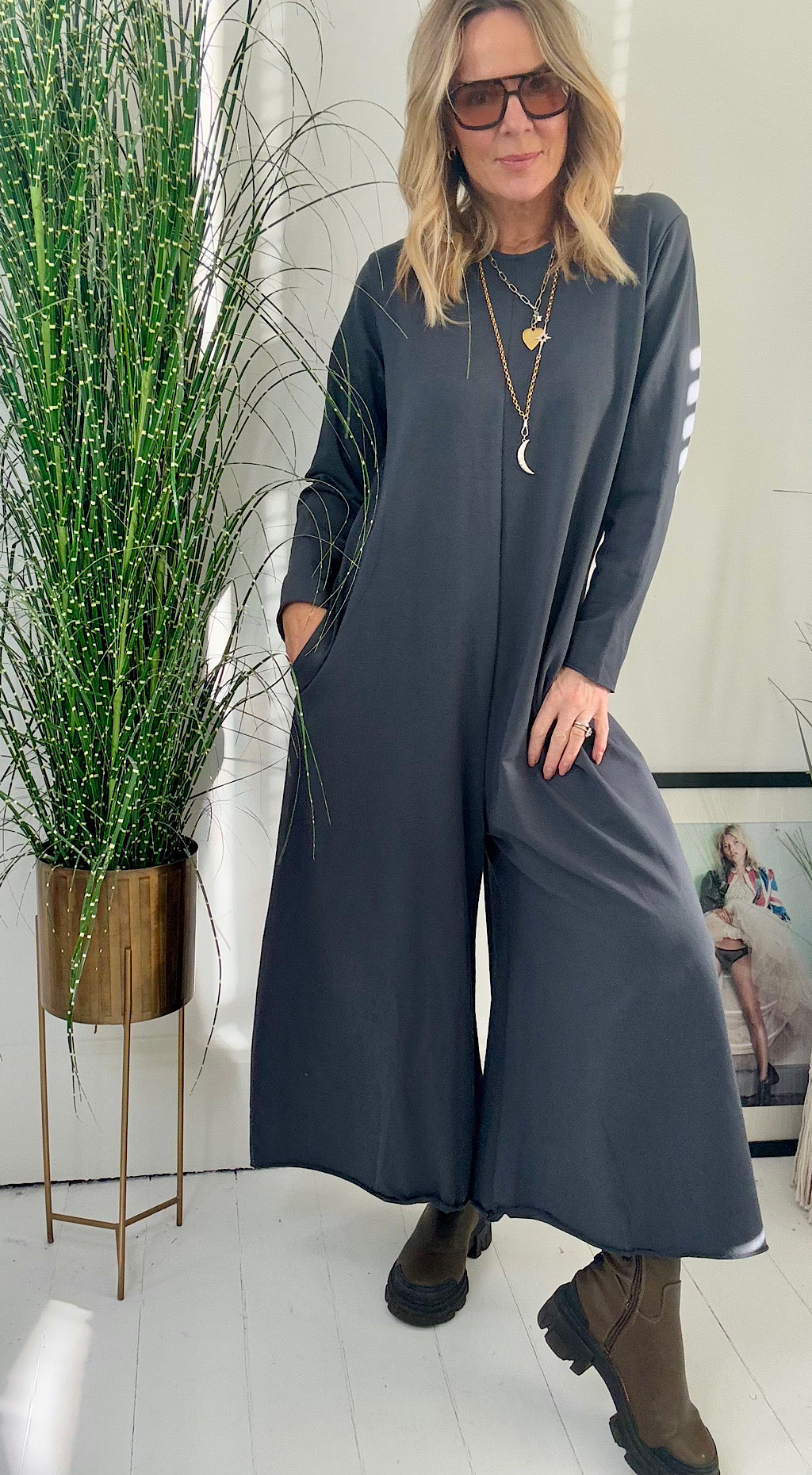 Palazzo Jumpsuit Charcoal