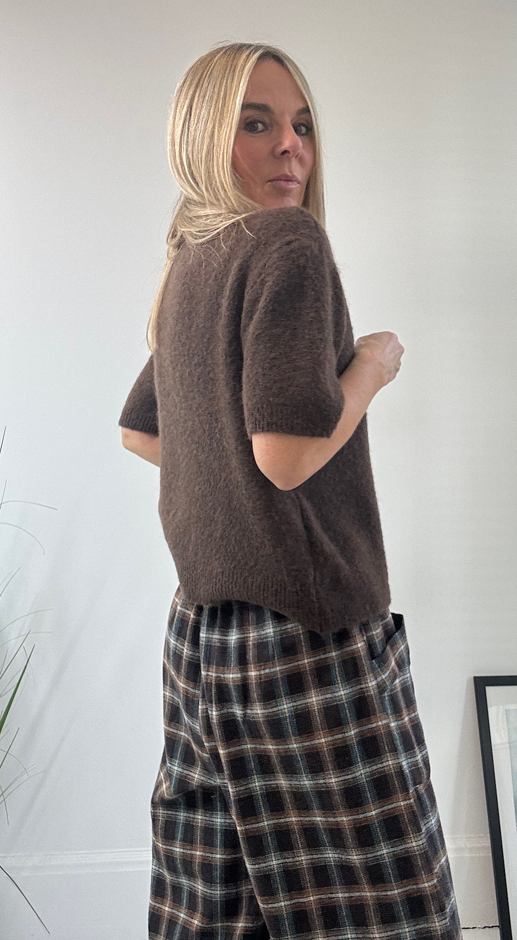 Alpaca Short Sleeve Knit - brown