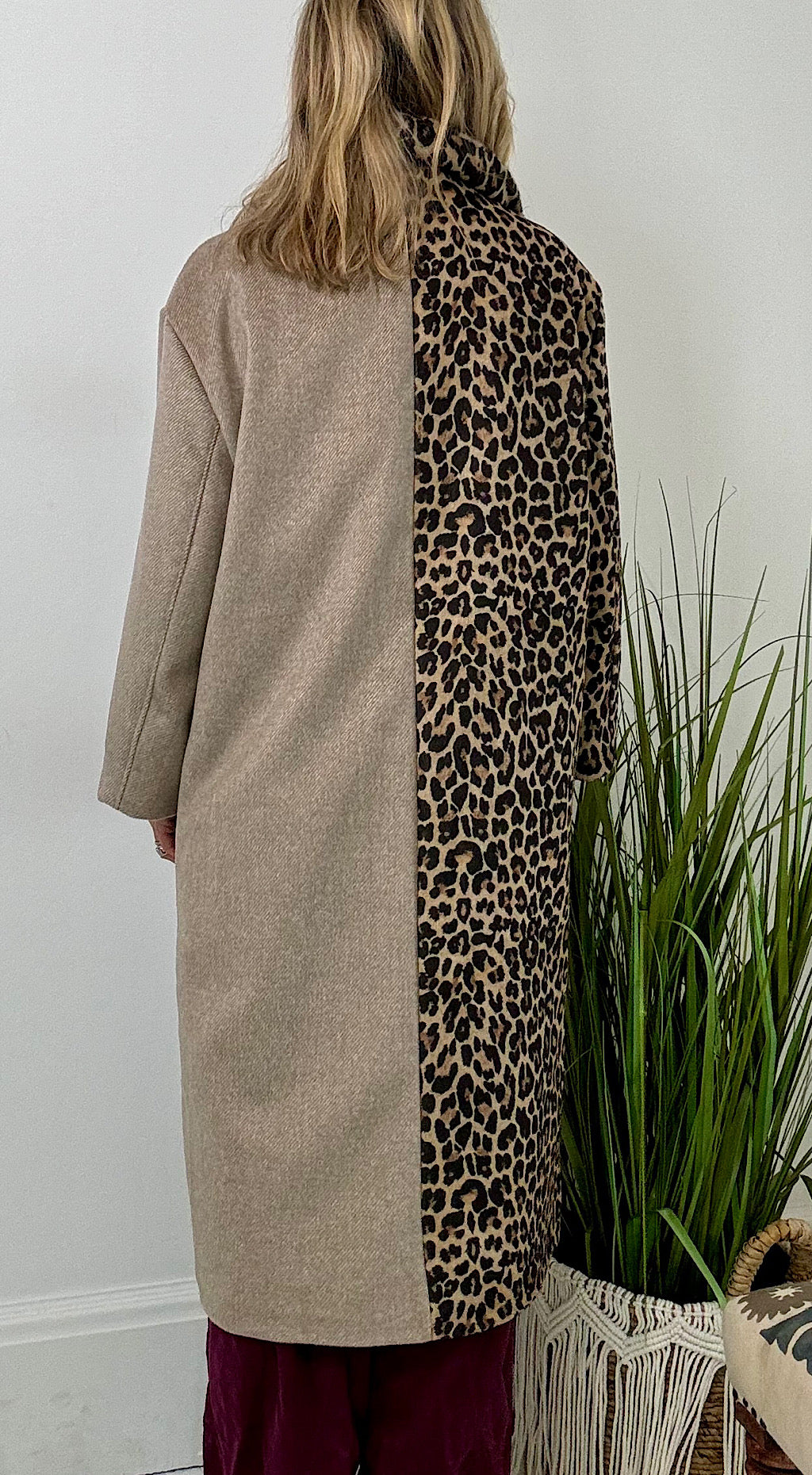 Leopard side duster coat