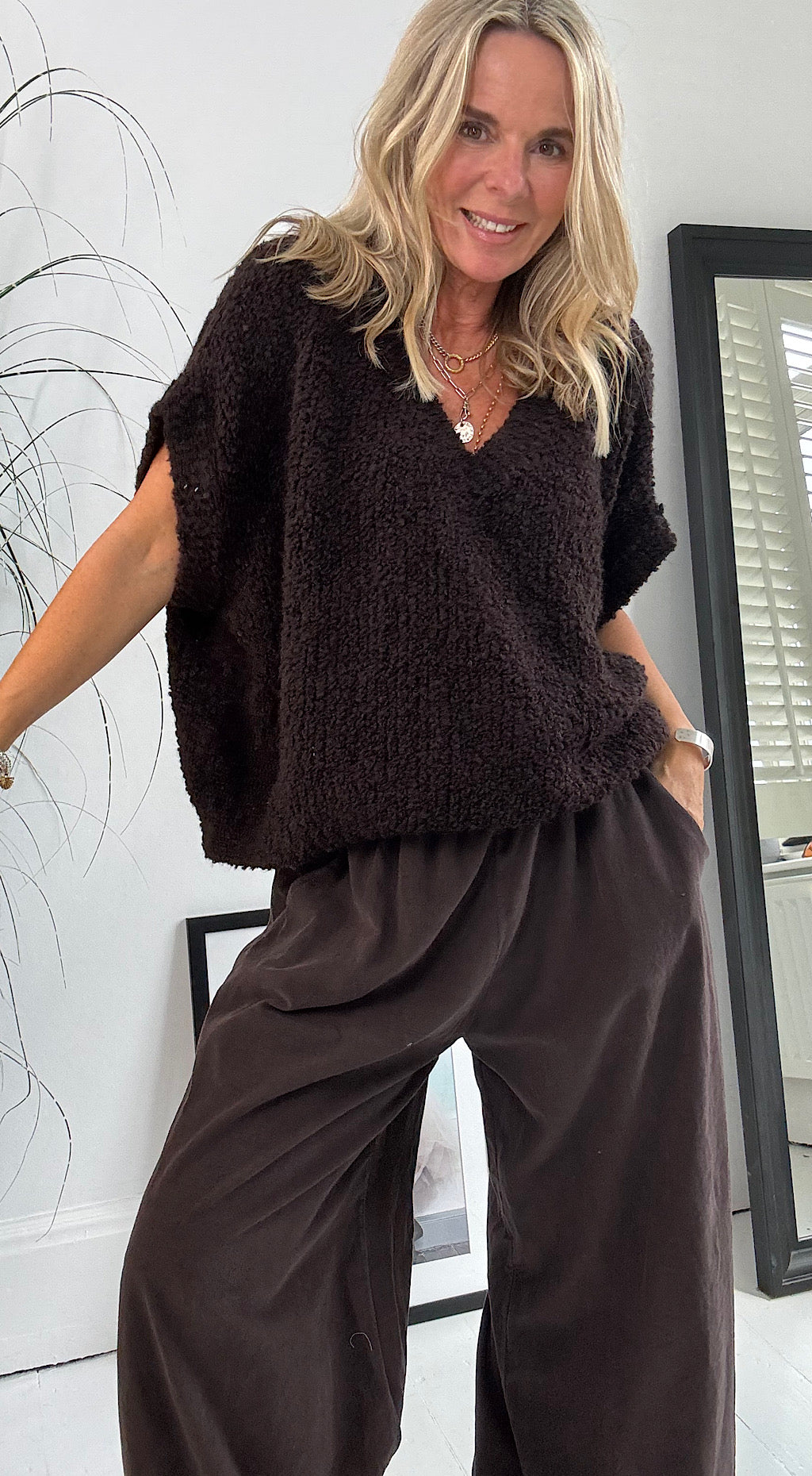 Knitted Tank Top - Brown