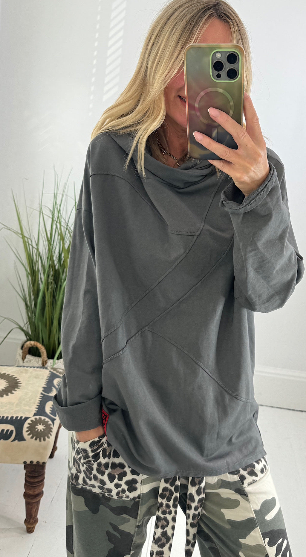 Hooded Light Sweat - charcoal