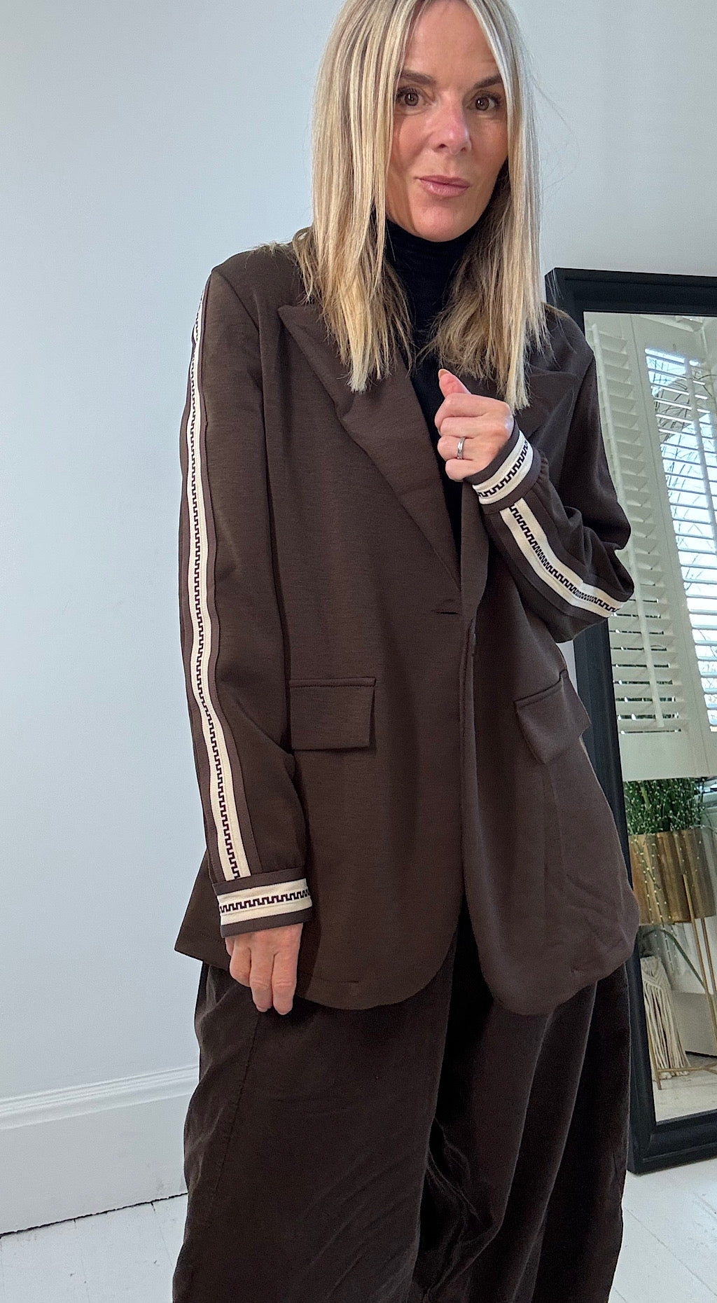 Striped Panel Scuba Blazer