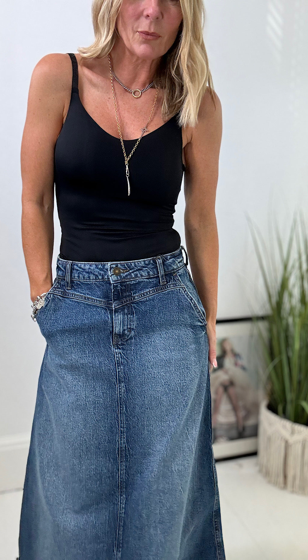 Kyra Long Denim Skirt