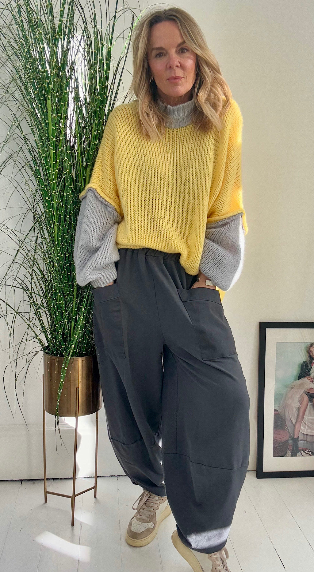 Colour Block Knit - yellow/grey