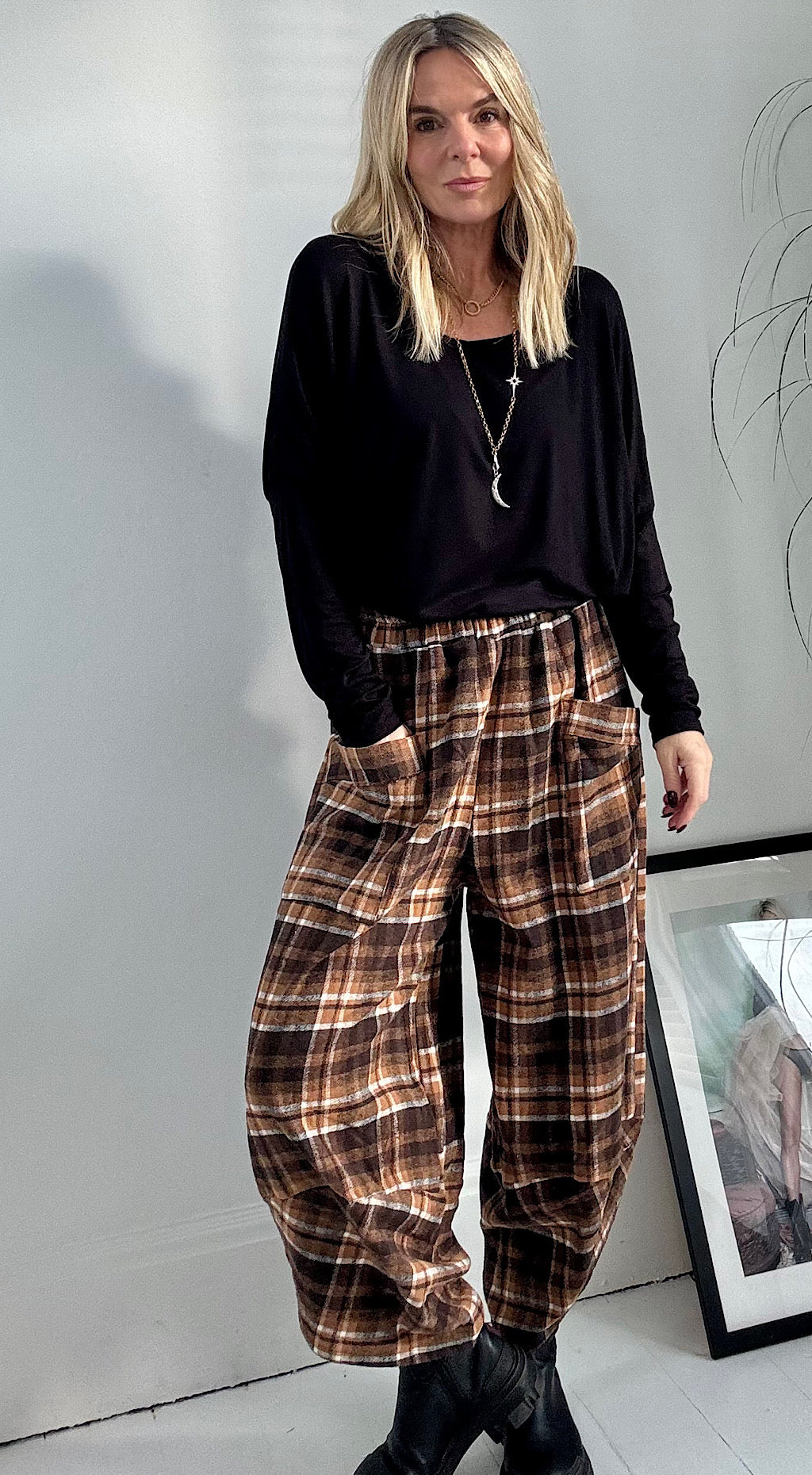 Traitors Check Cocoon Pant - Rust Mix