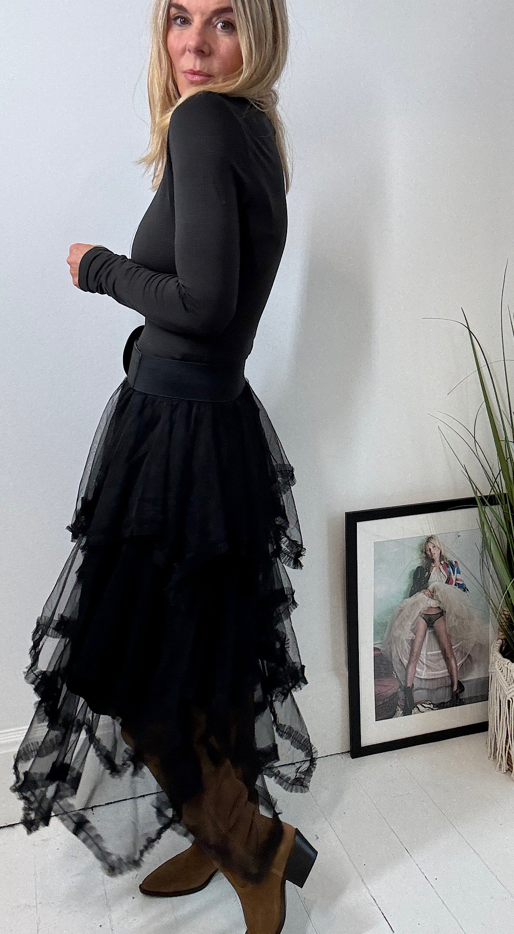 Tulle layer skirt black