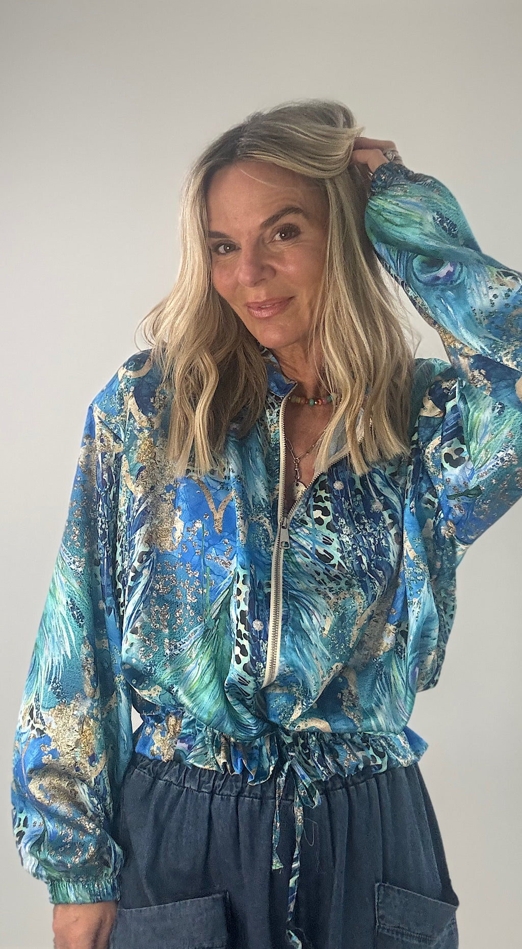 Oh the 80's bomber blue peacock