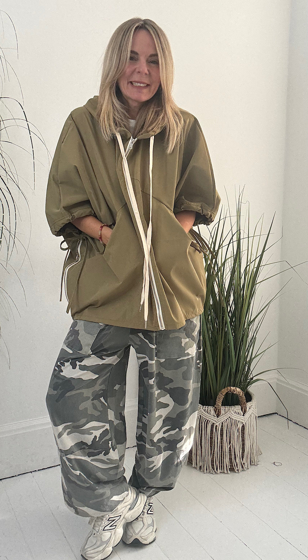 Hooded Cape Jacket Khaki