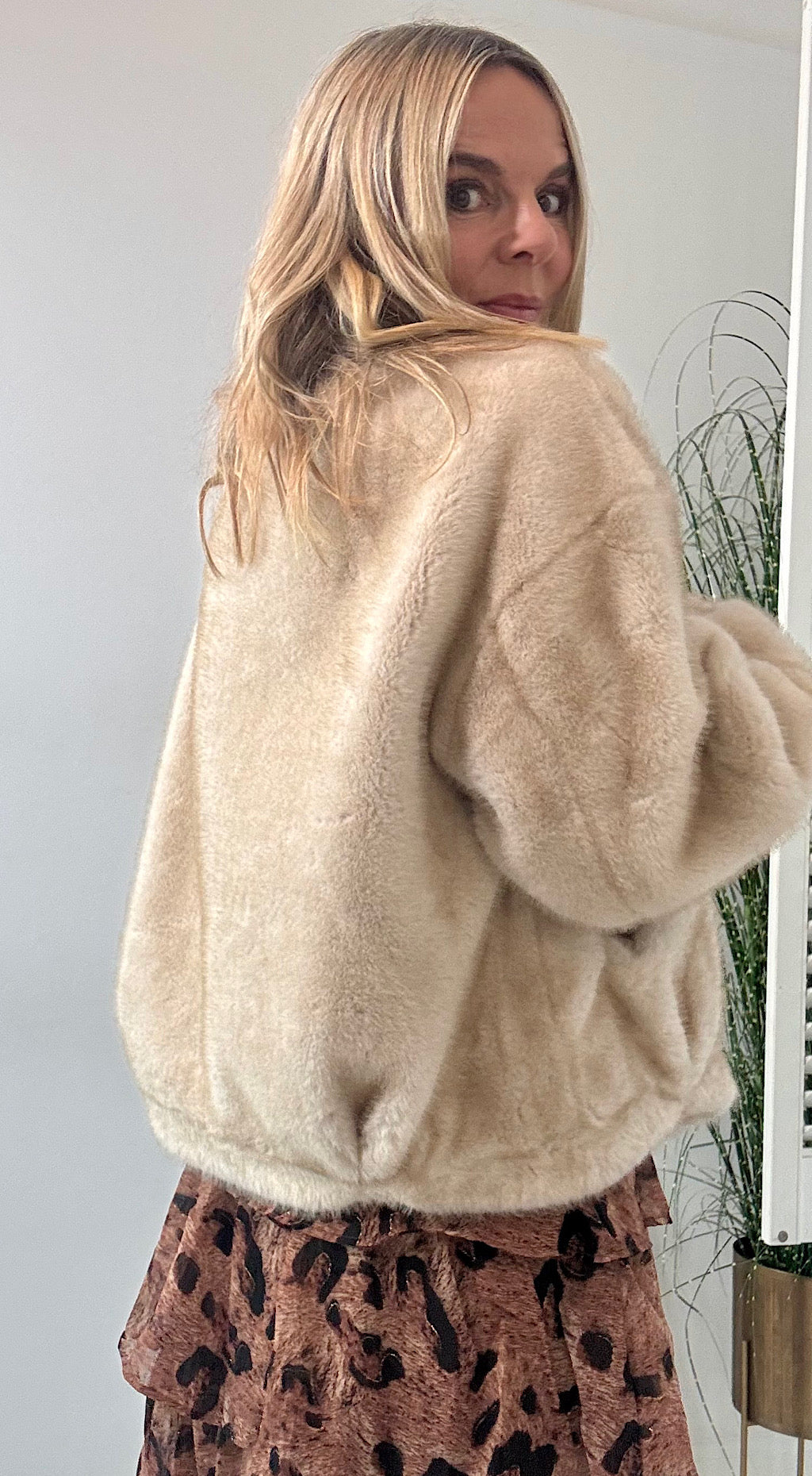 Champagne faux fur jacket