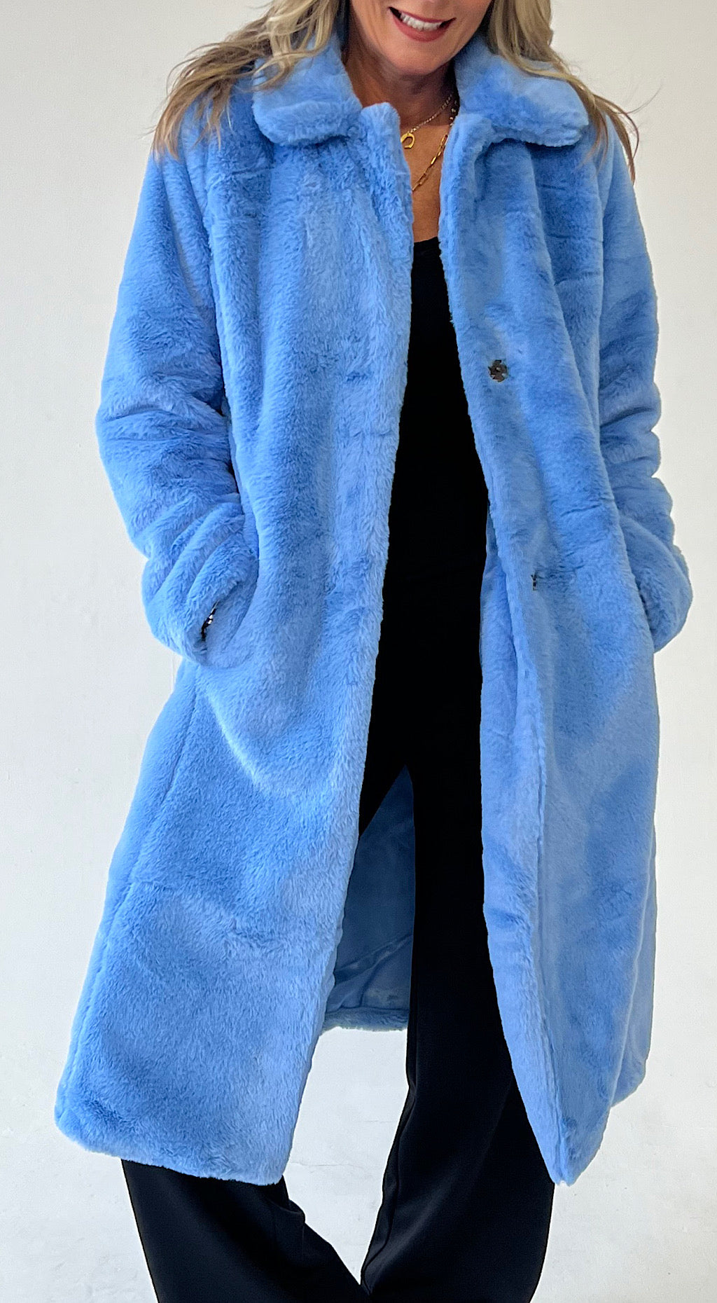 Calino Fur Coat - blue