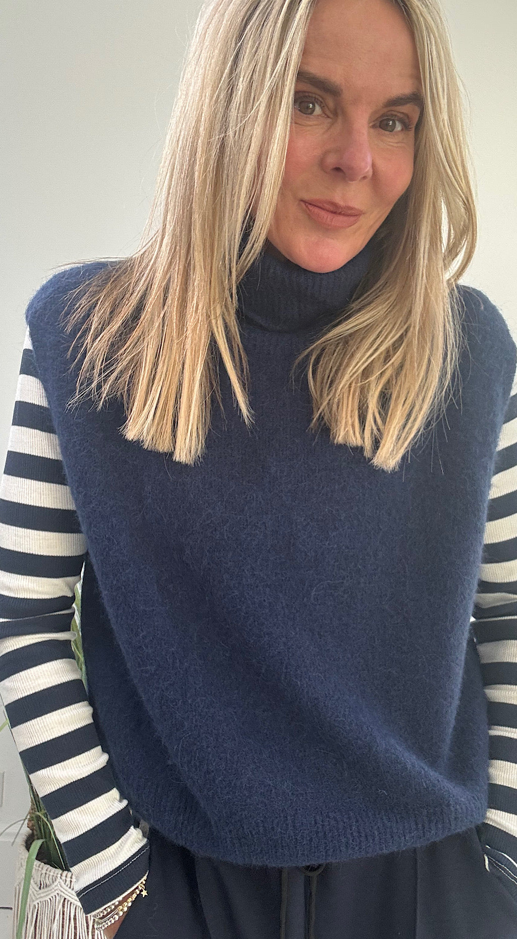 Striped Long Sleeve Top - navy