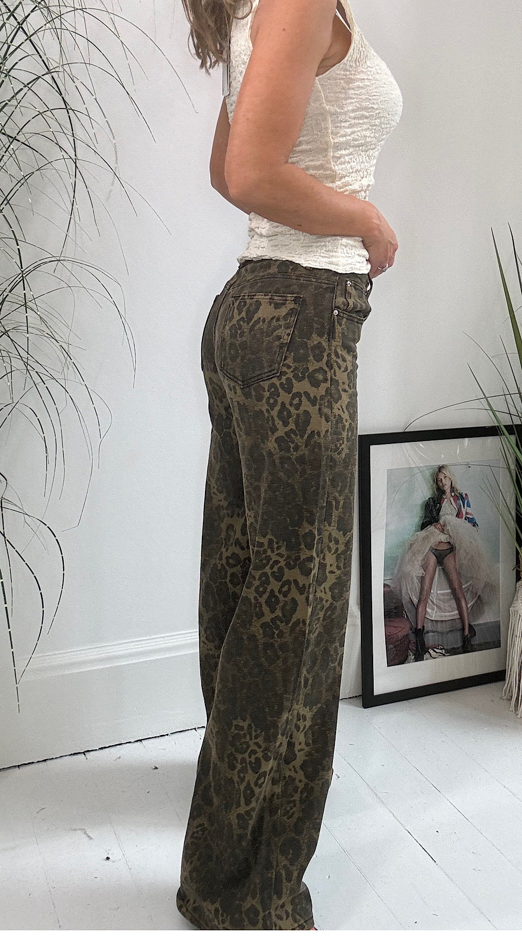 Leopard flare jeans