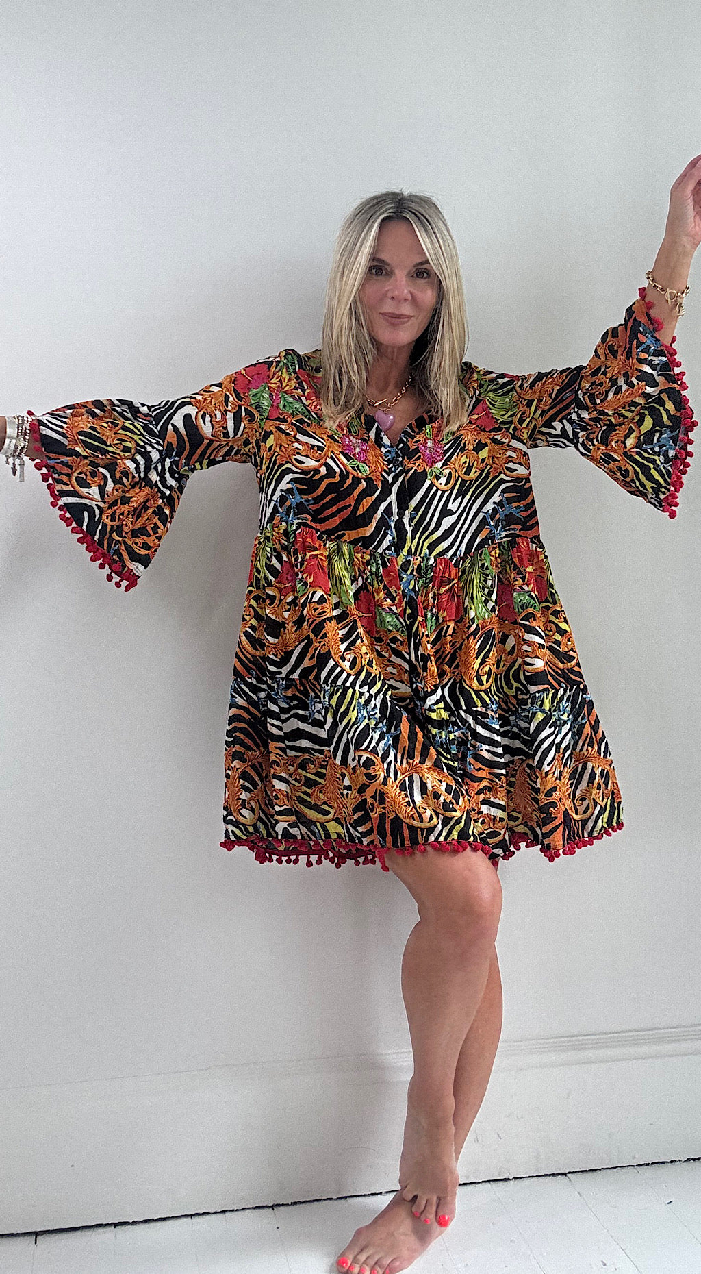 Indian smock dress zebra