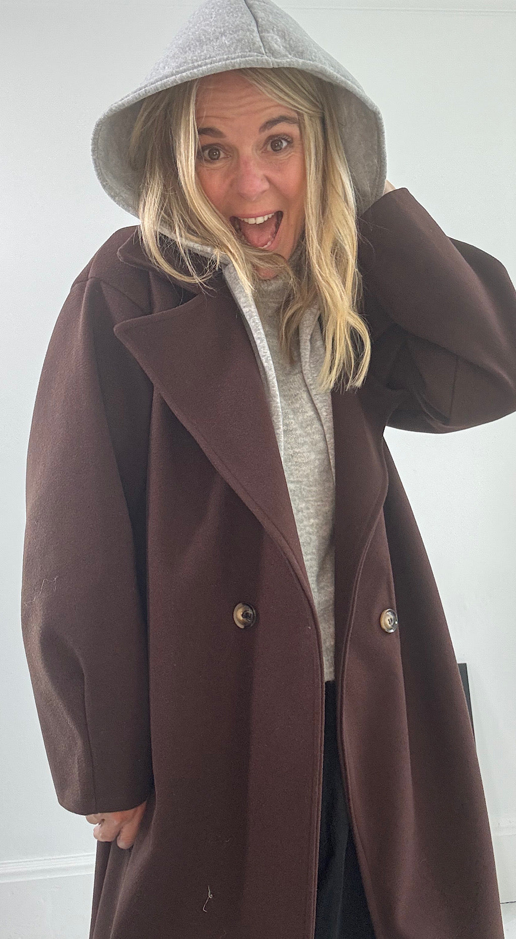 Hooded Duster Coat - Chocolate