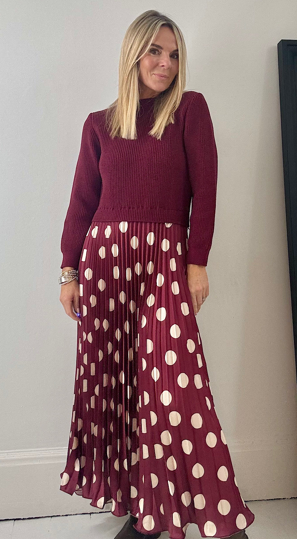 Pretty woman jumper dress burgandy