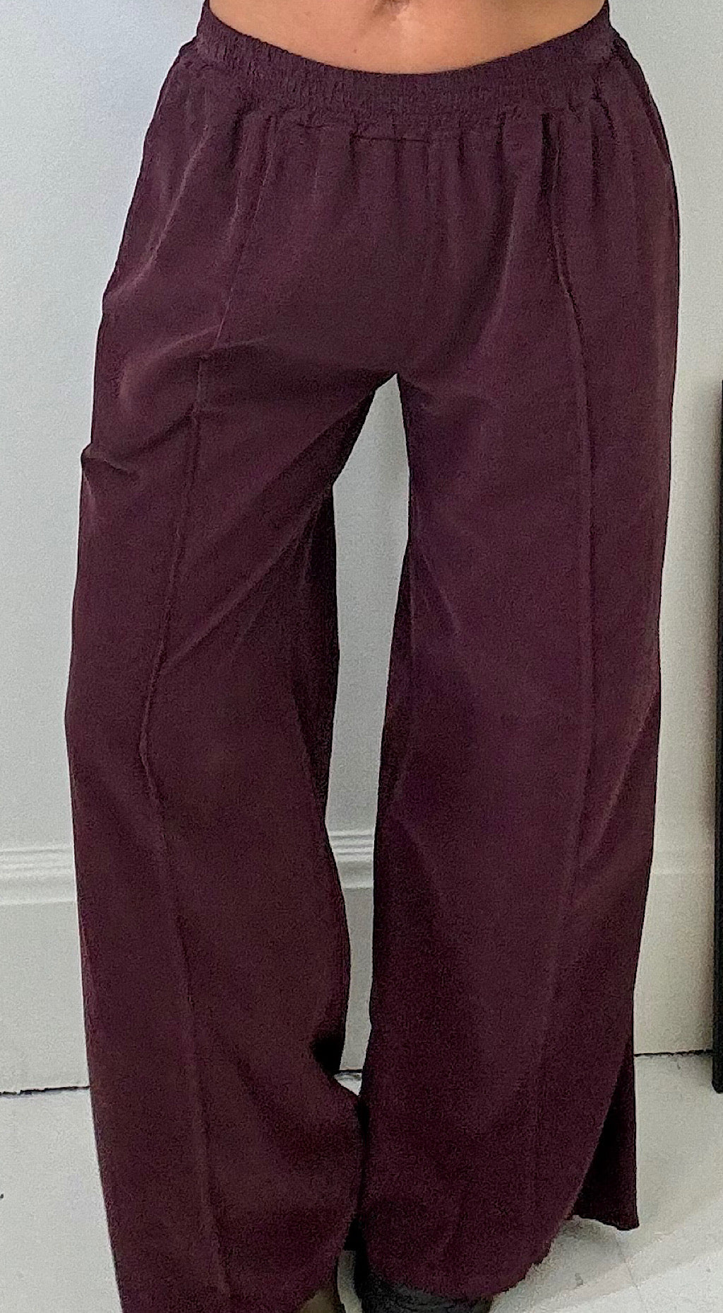 Seam front flared cords plum