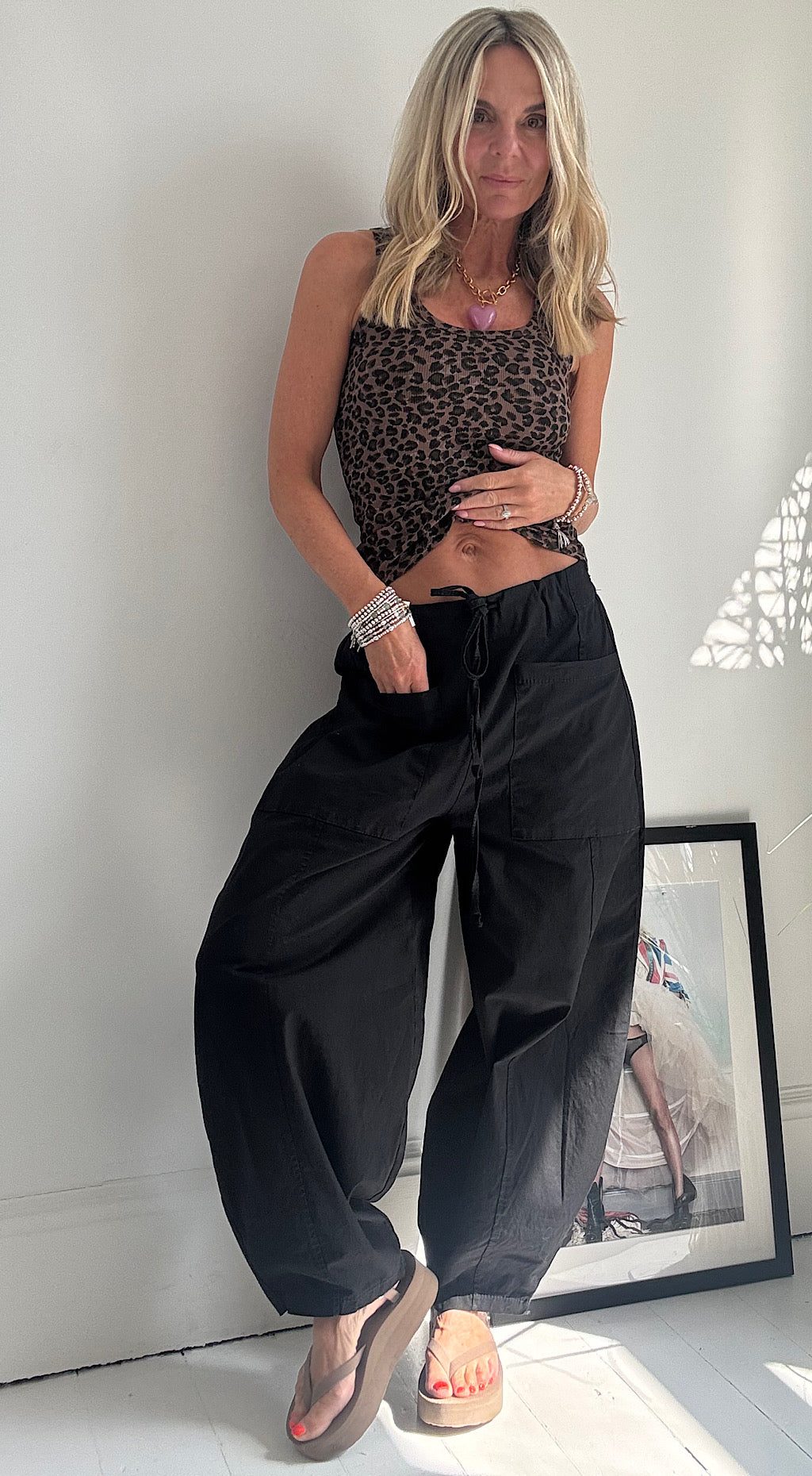 Cotton Barrel Pant - black
