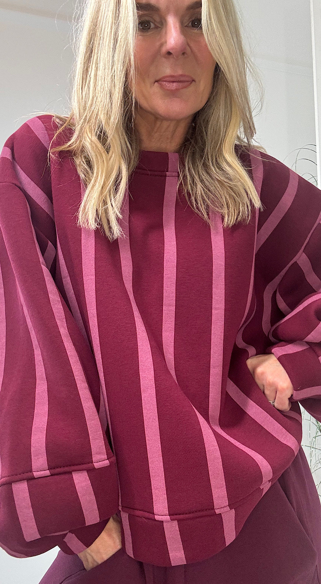 Striped Sweat - burgundy