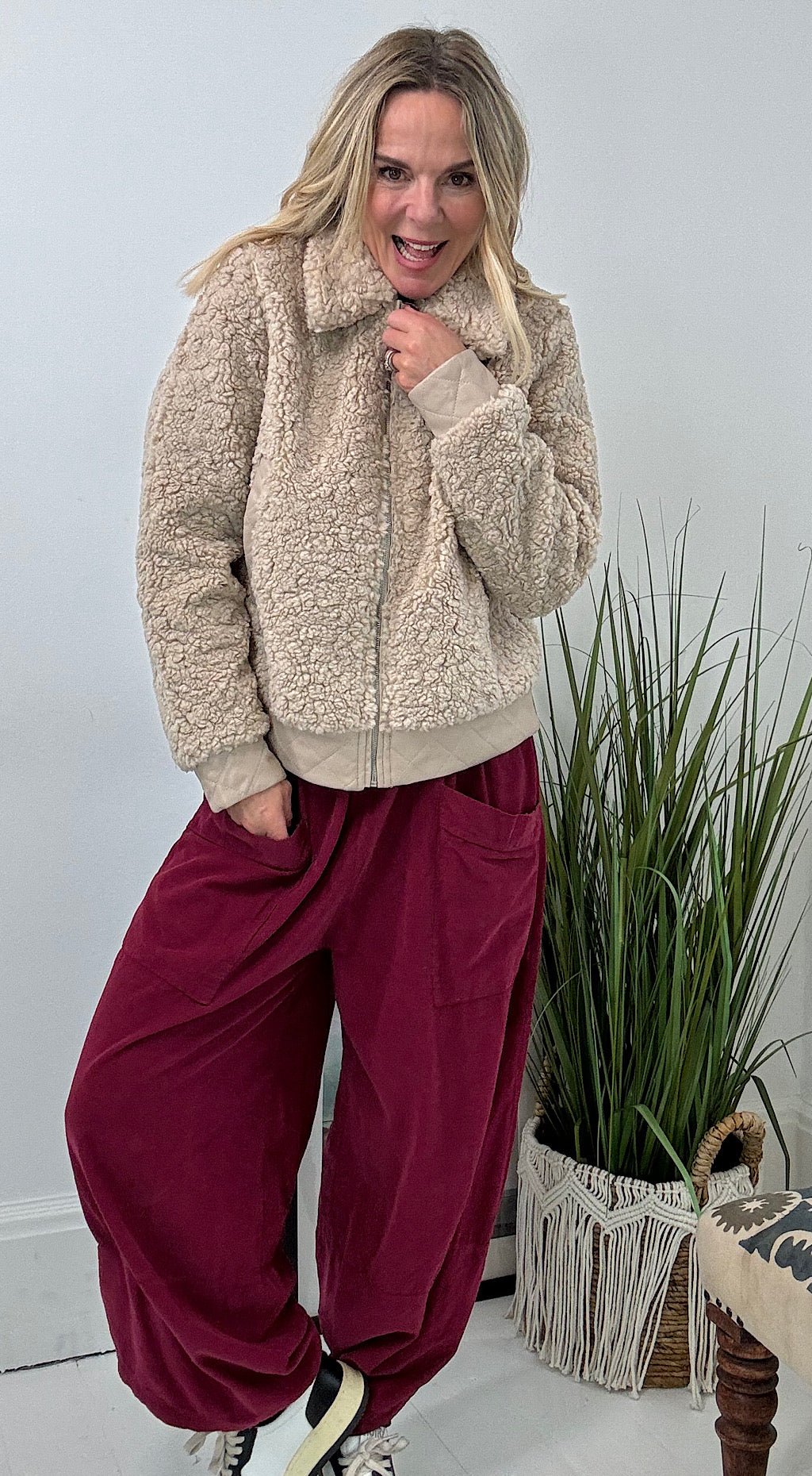 Cord Pocket Cocoon Pant - Wine