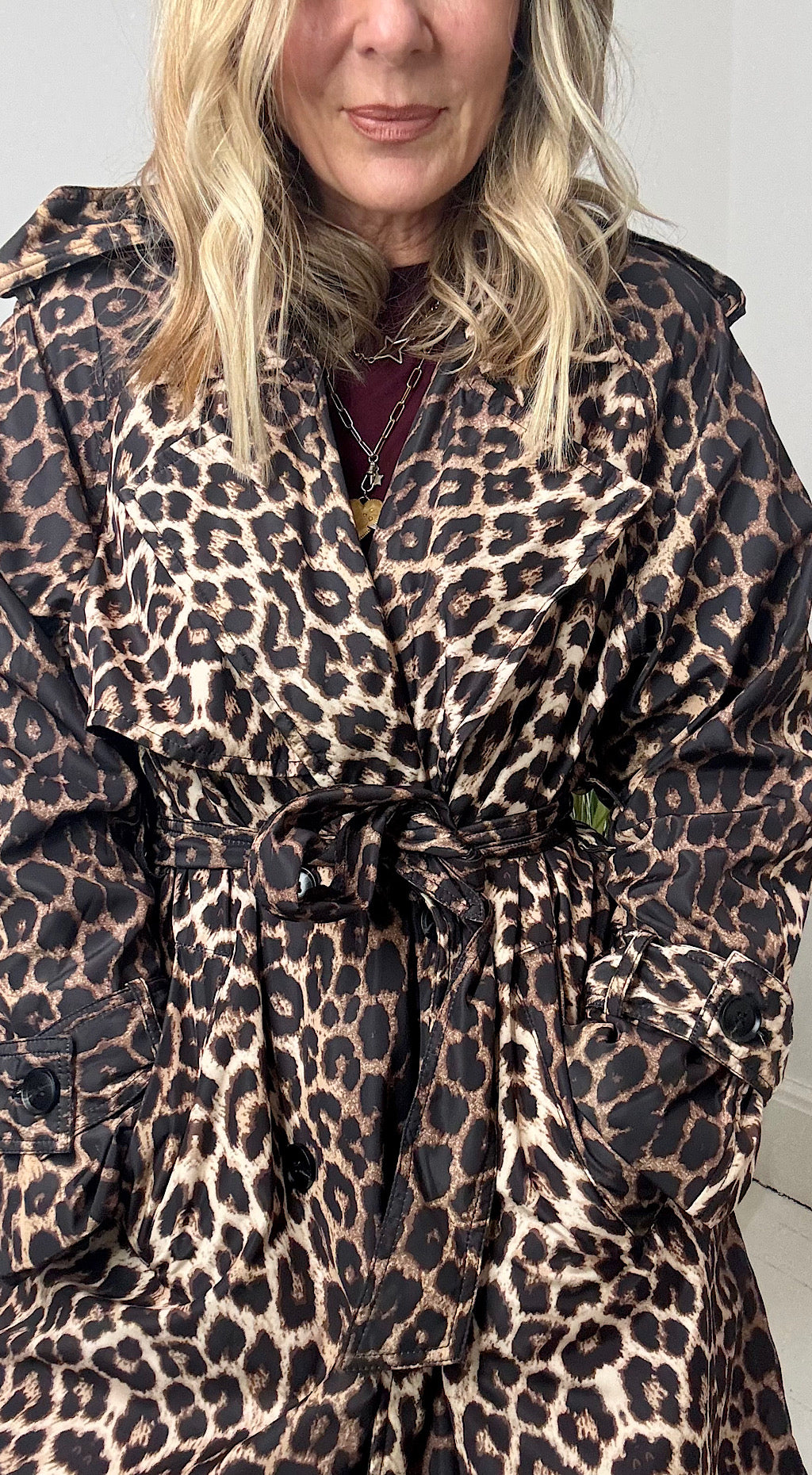 Leopard Quilted Trench