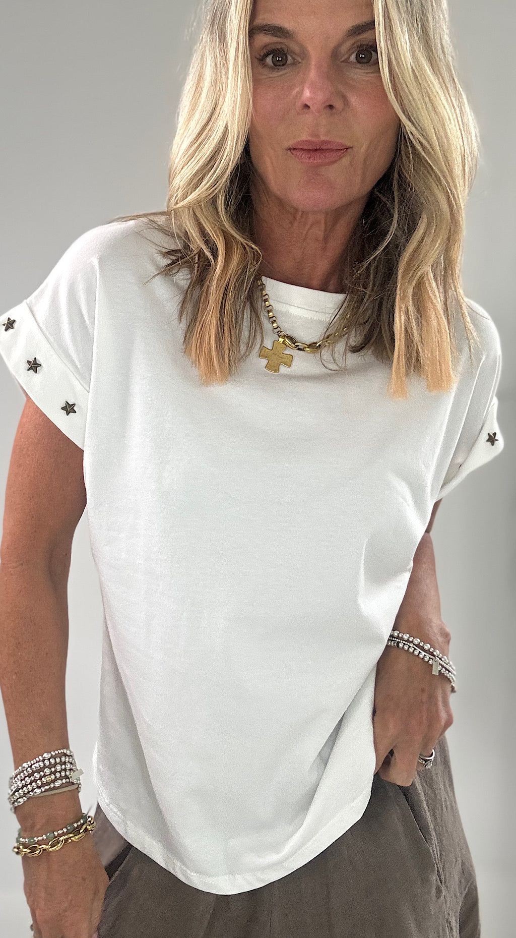 Star Studded Tee - white