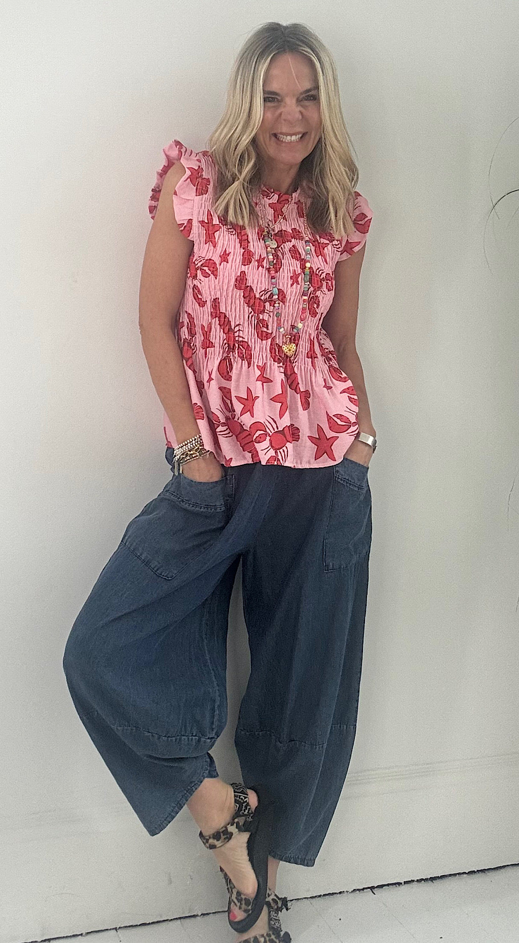 Chambray denim cocoon pant