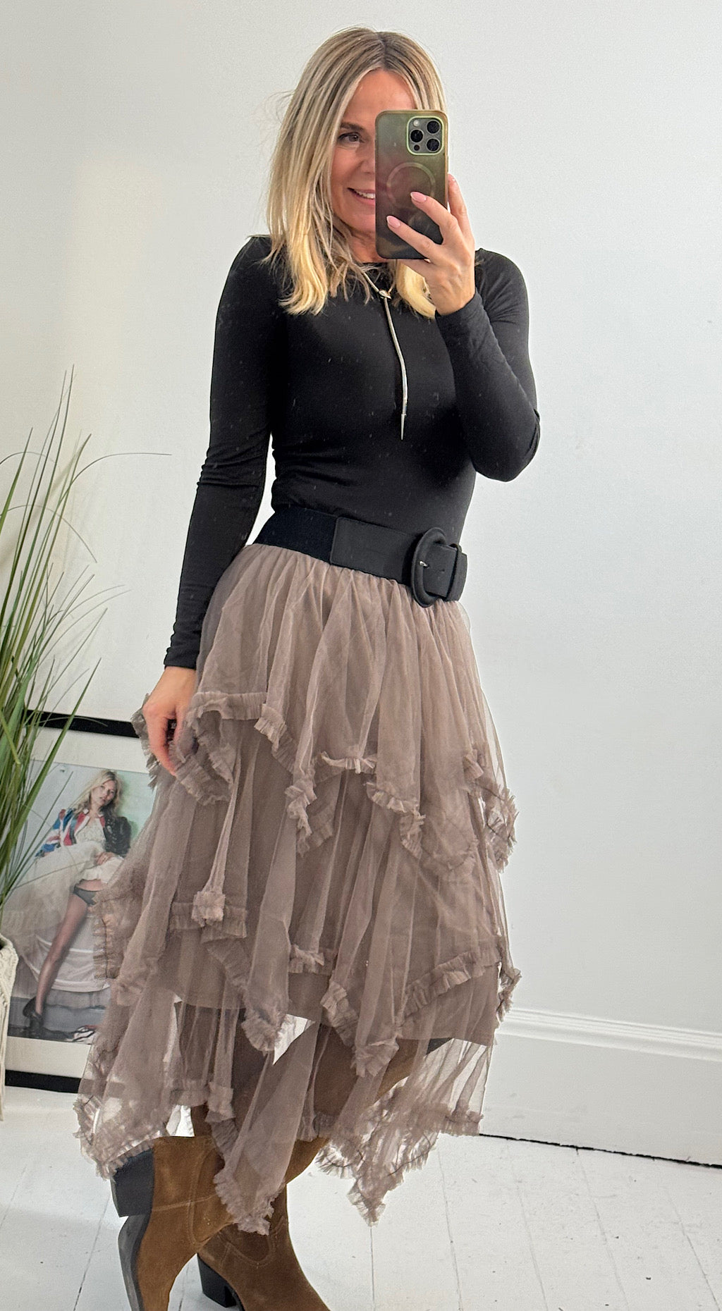 Tulle layer skirt mocha