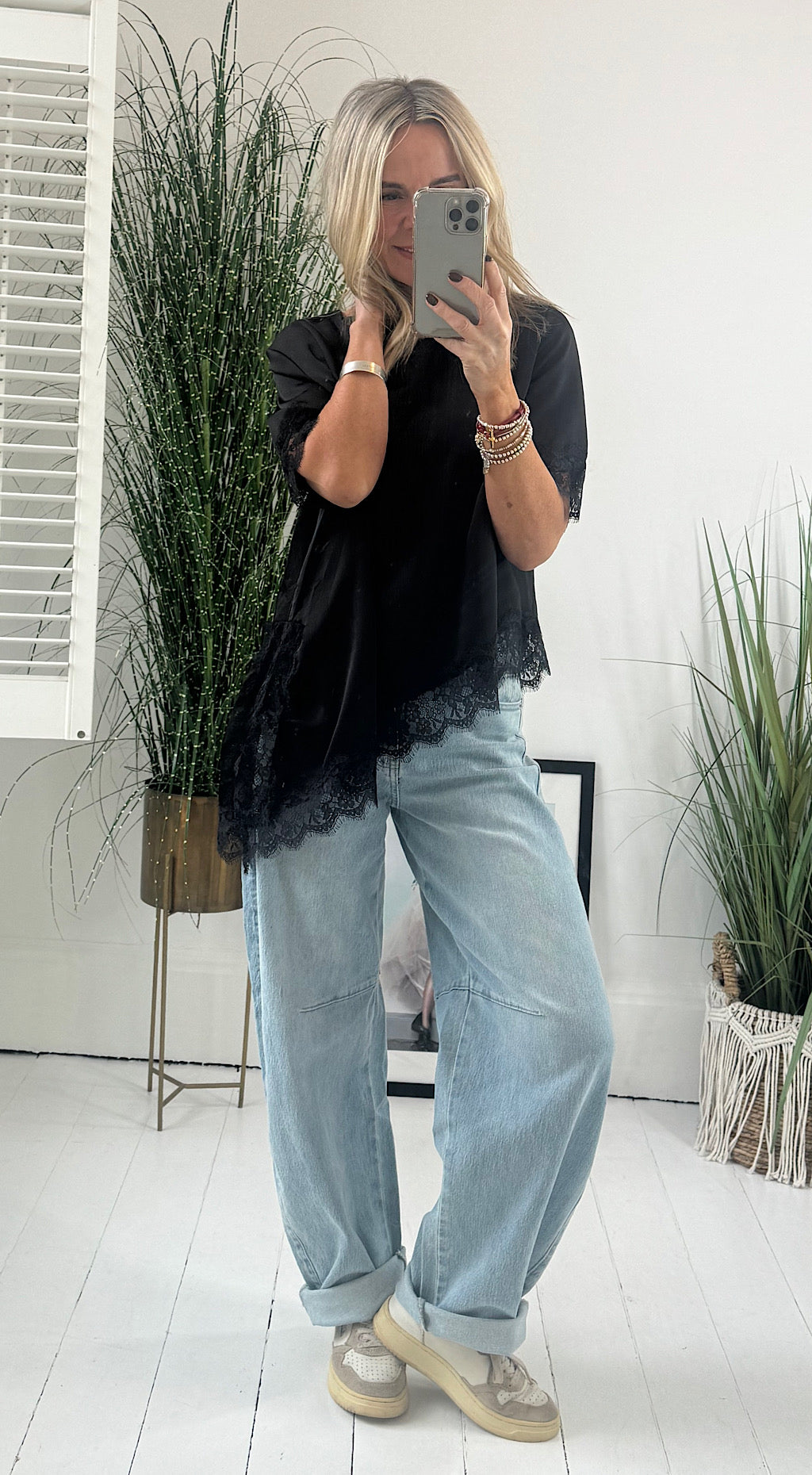 Asymmetric Silk Tee - black