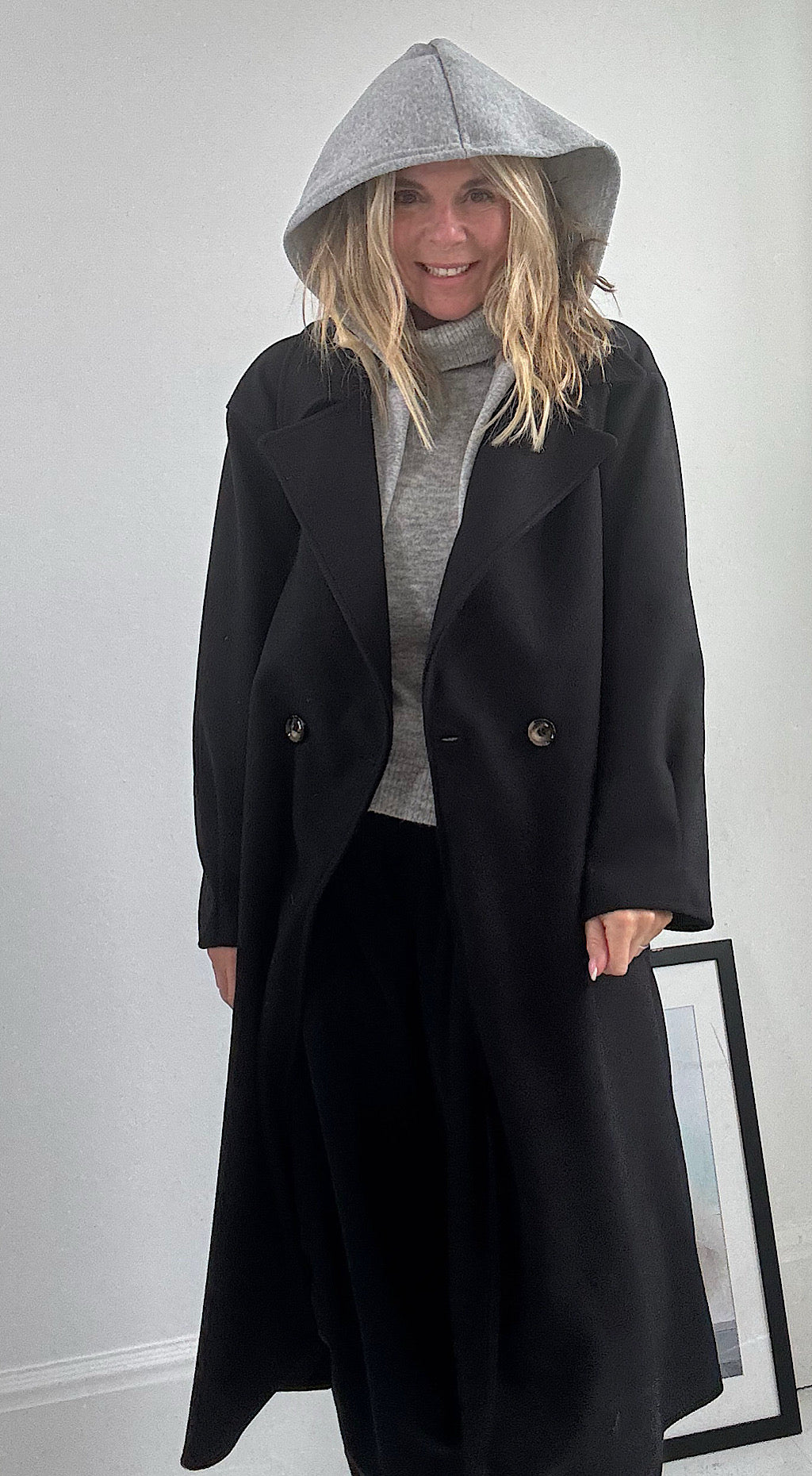 Hooded Duster Coat - black