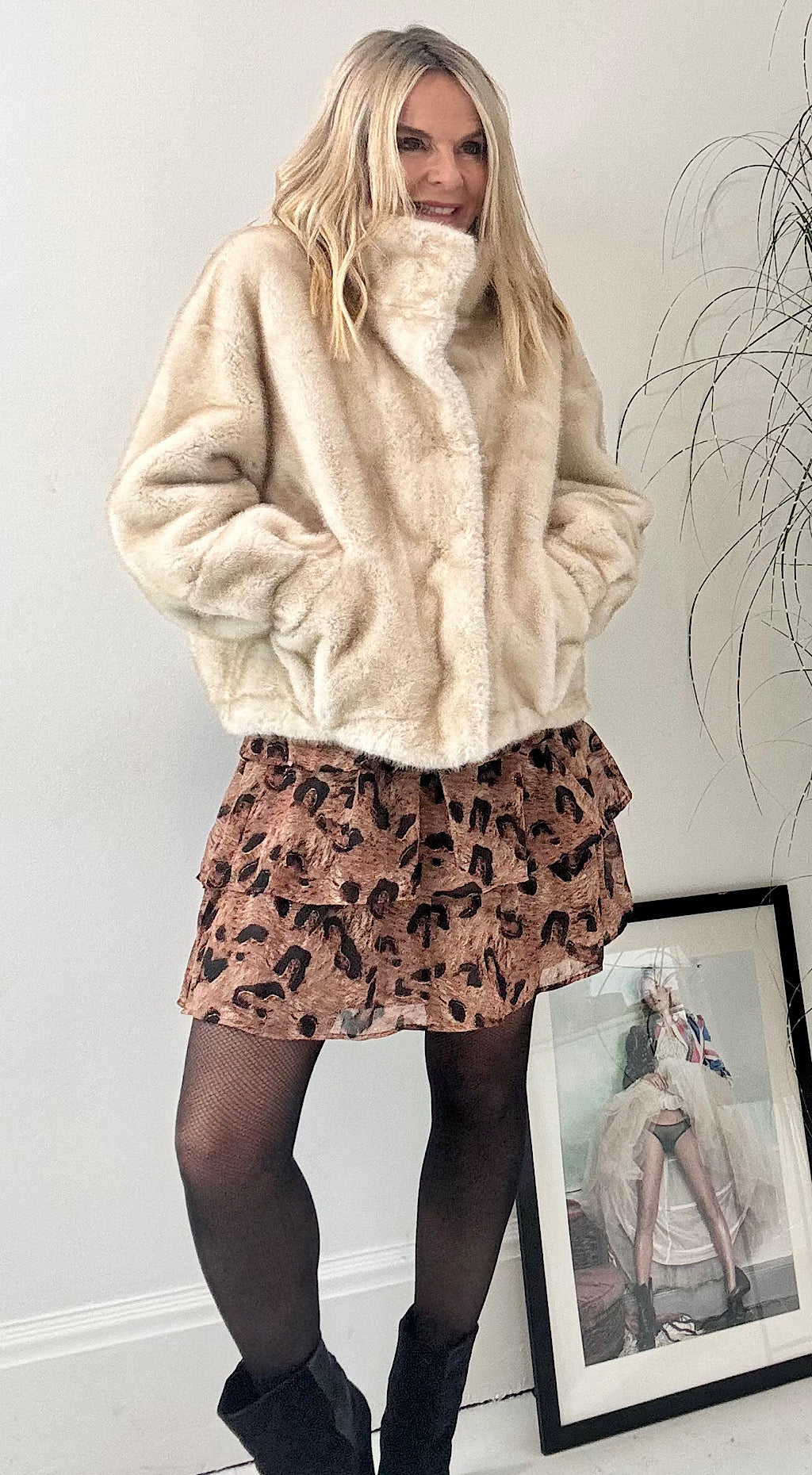 Champagne faux fur jacket