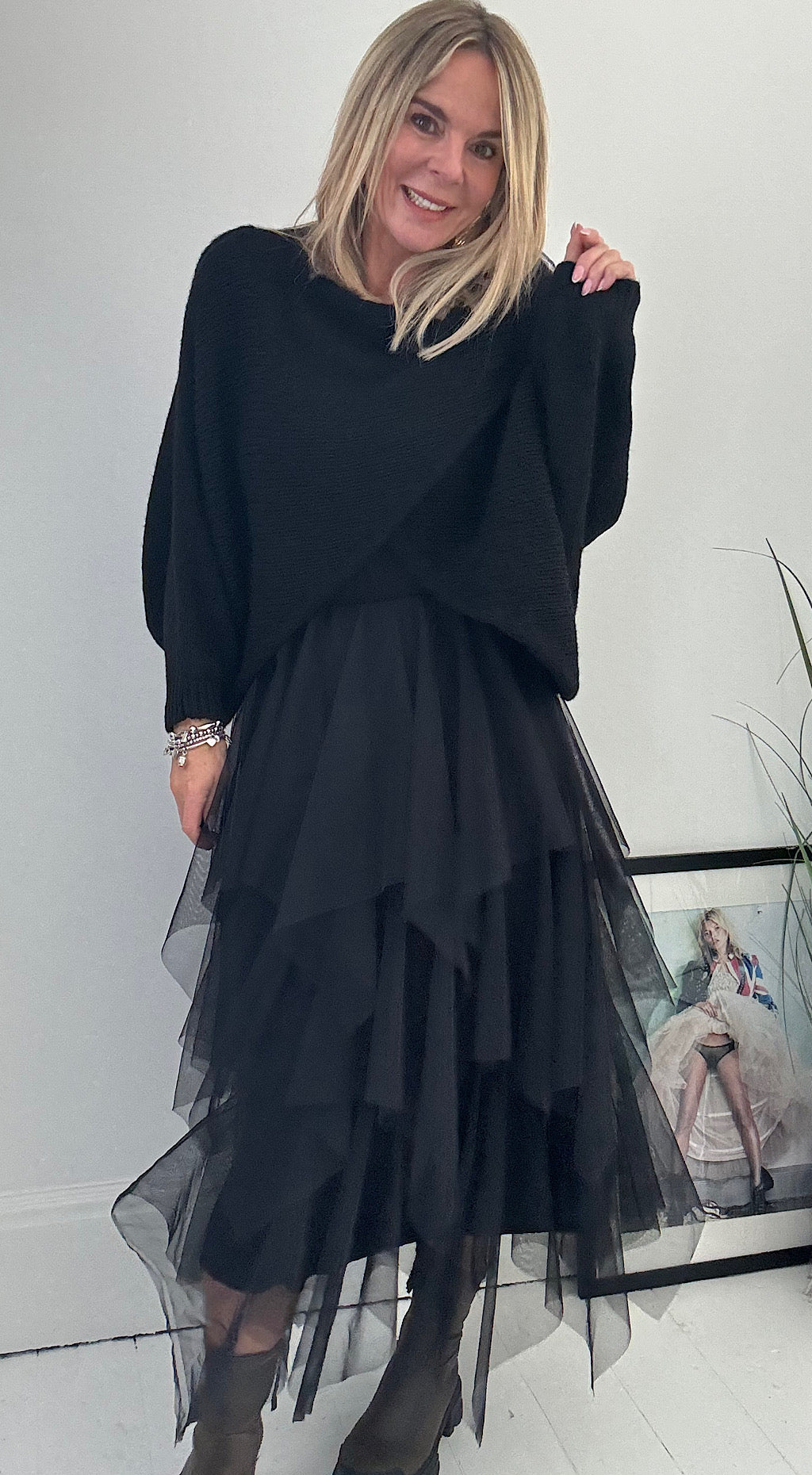 Tulle jumper dress black- sold as a set