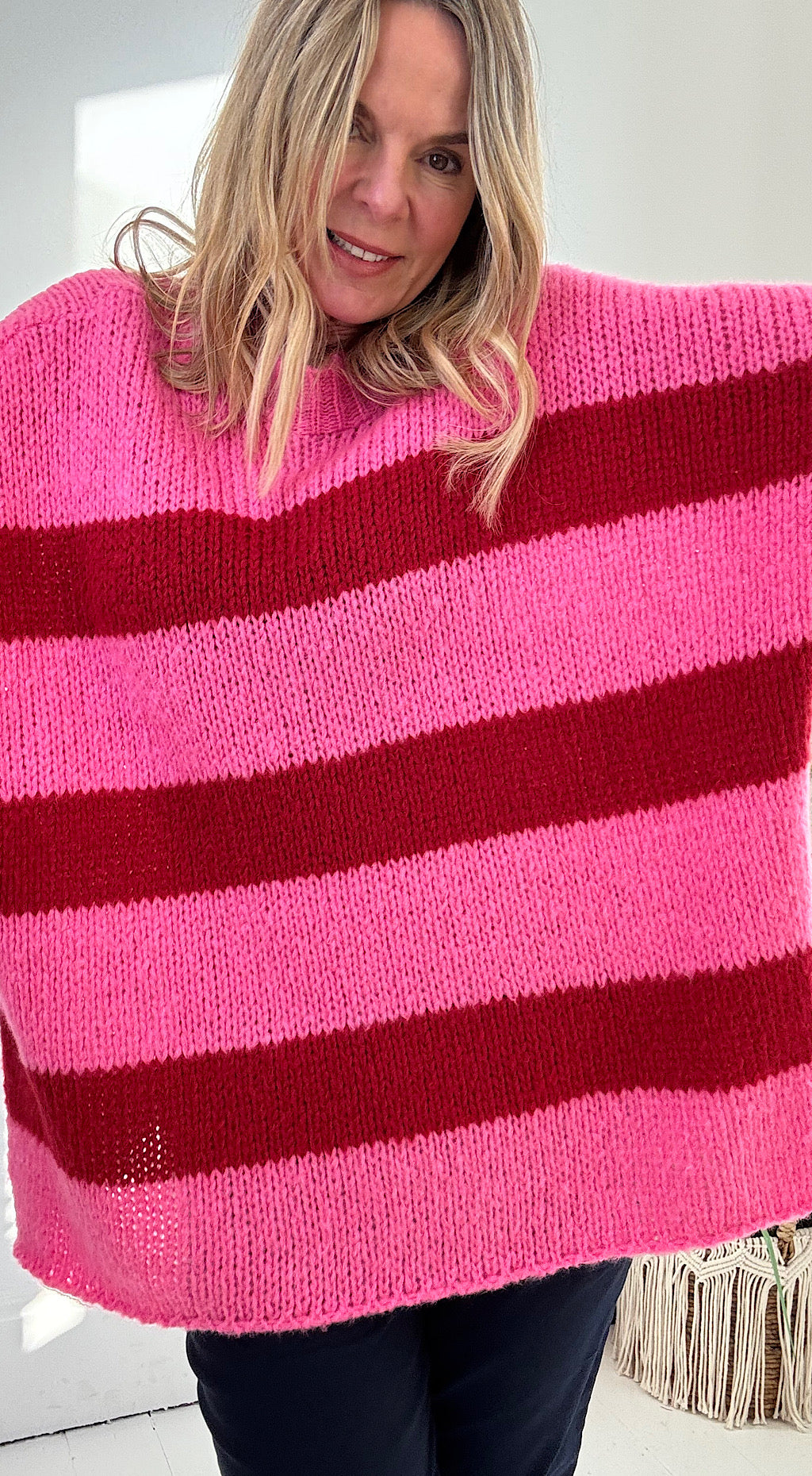 Cool Stripe Knit - pink/red