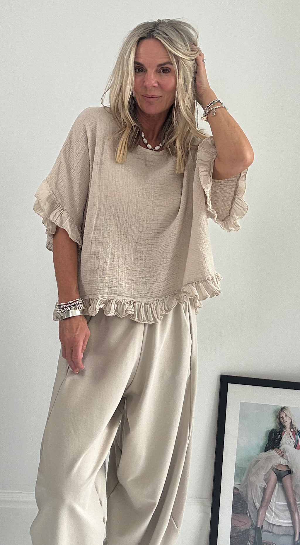 Tea Bag Linen Top - stone