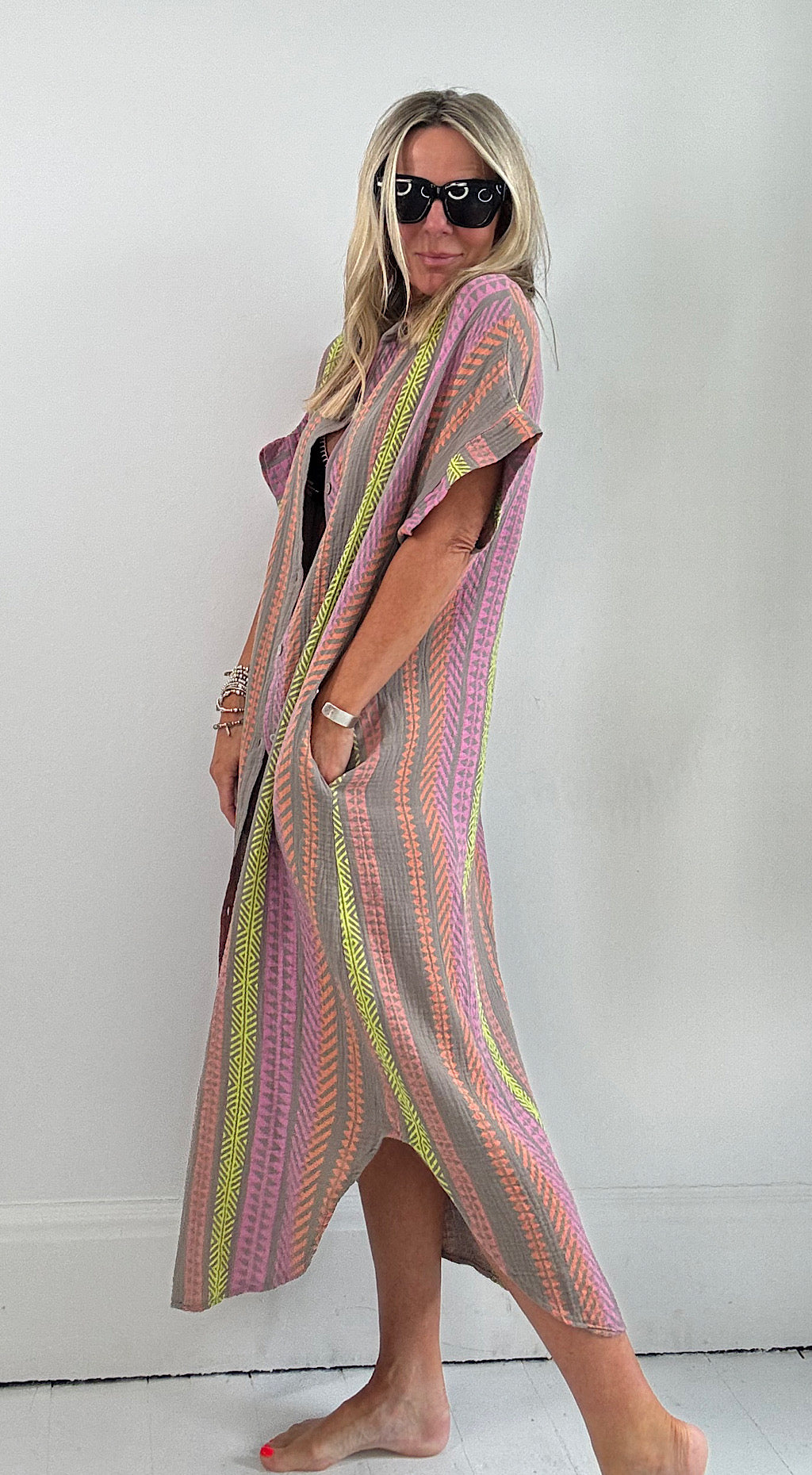 Beach Aztec shirt dress mocha