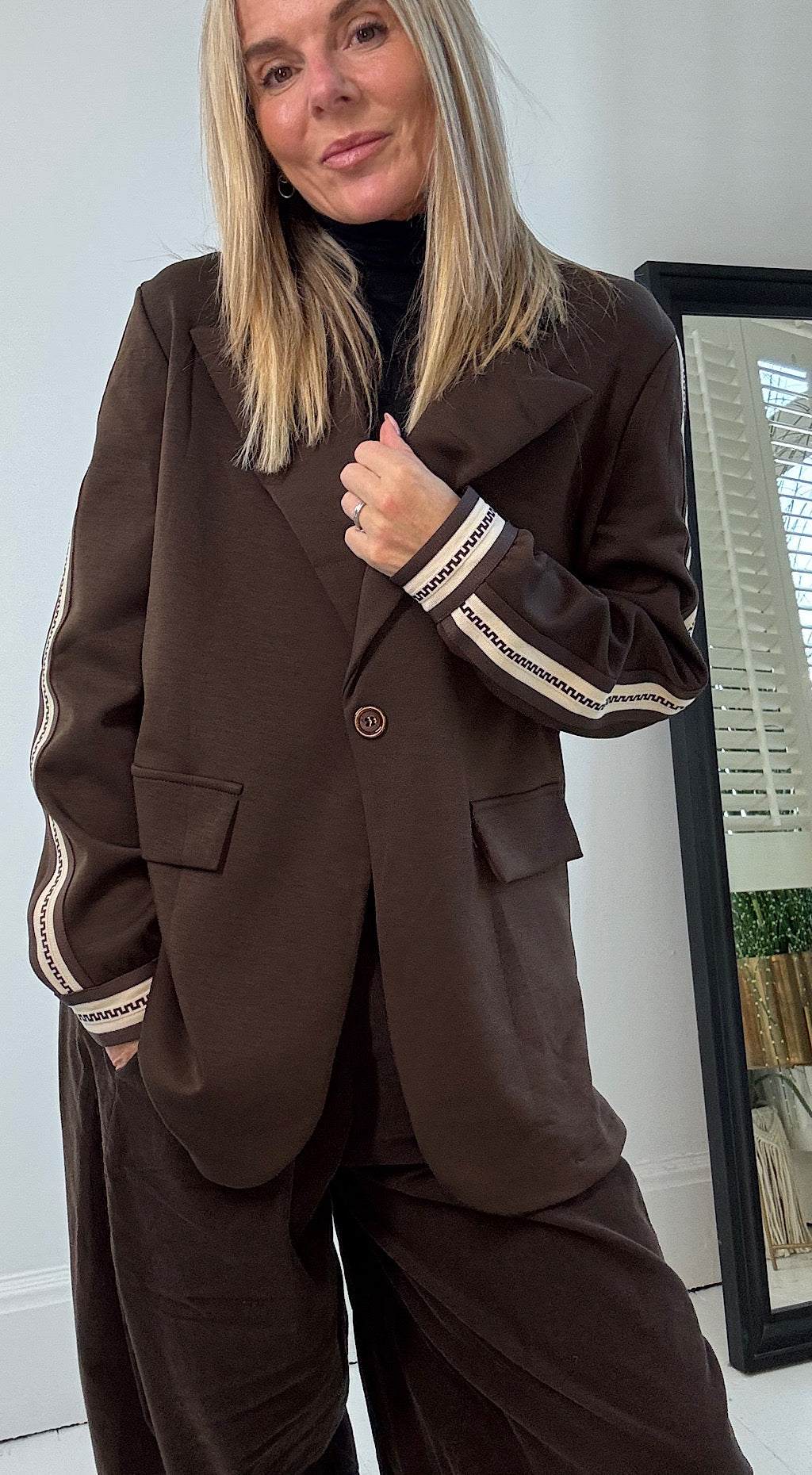 Striped Panel Scuba Blazer