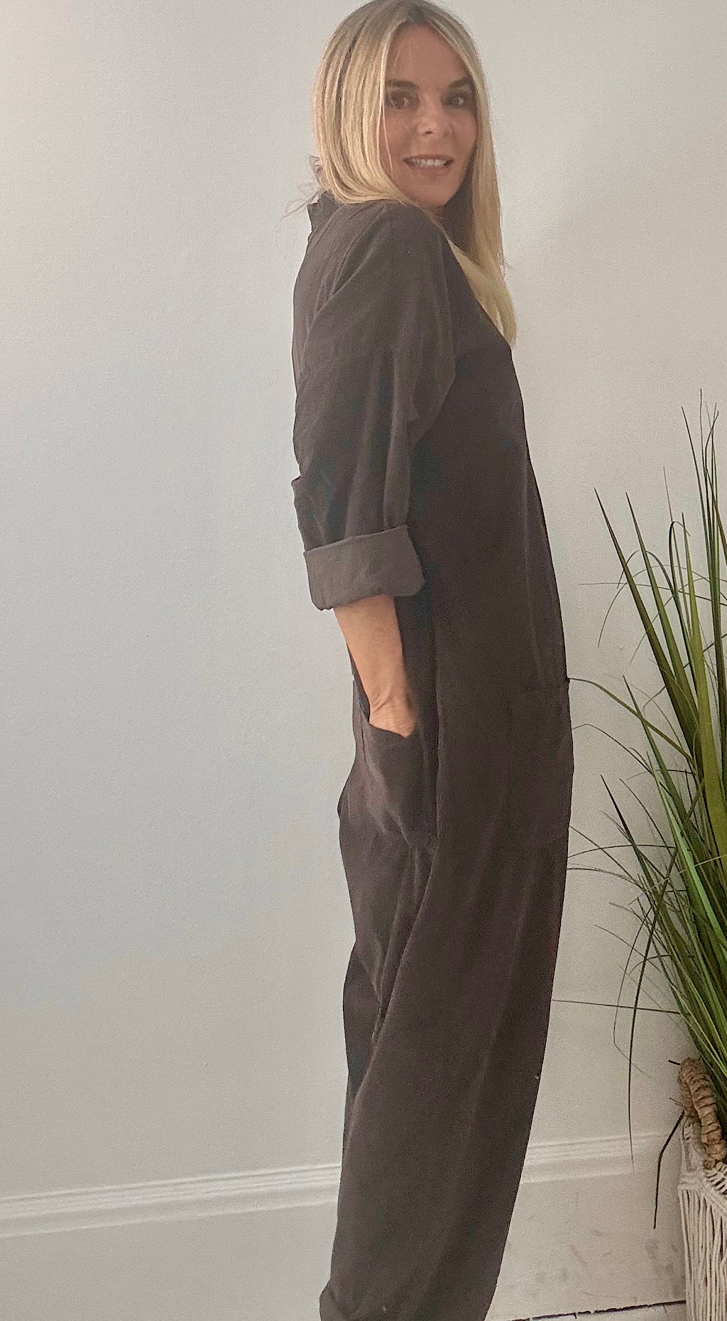 Cord boiler suit brown