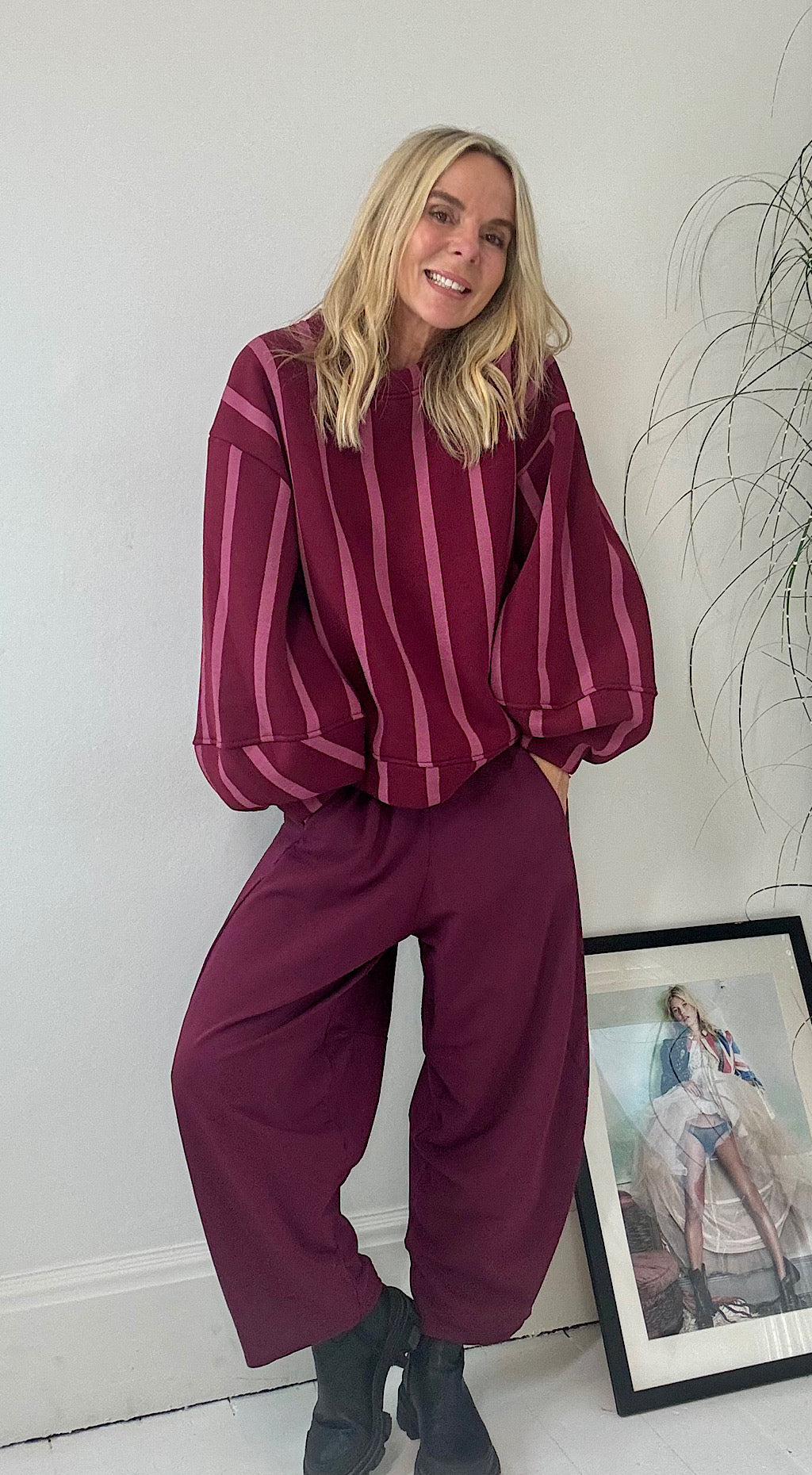 Striped Sweat - burgundy