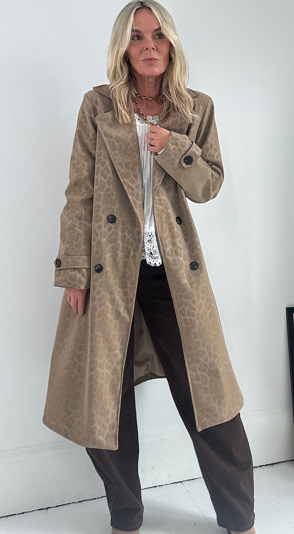 Trench Coat - muted leopard