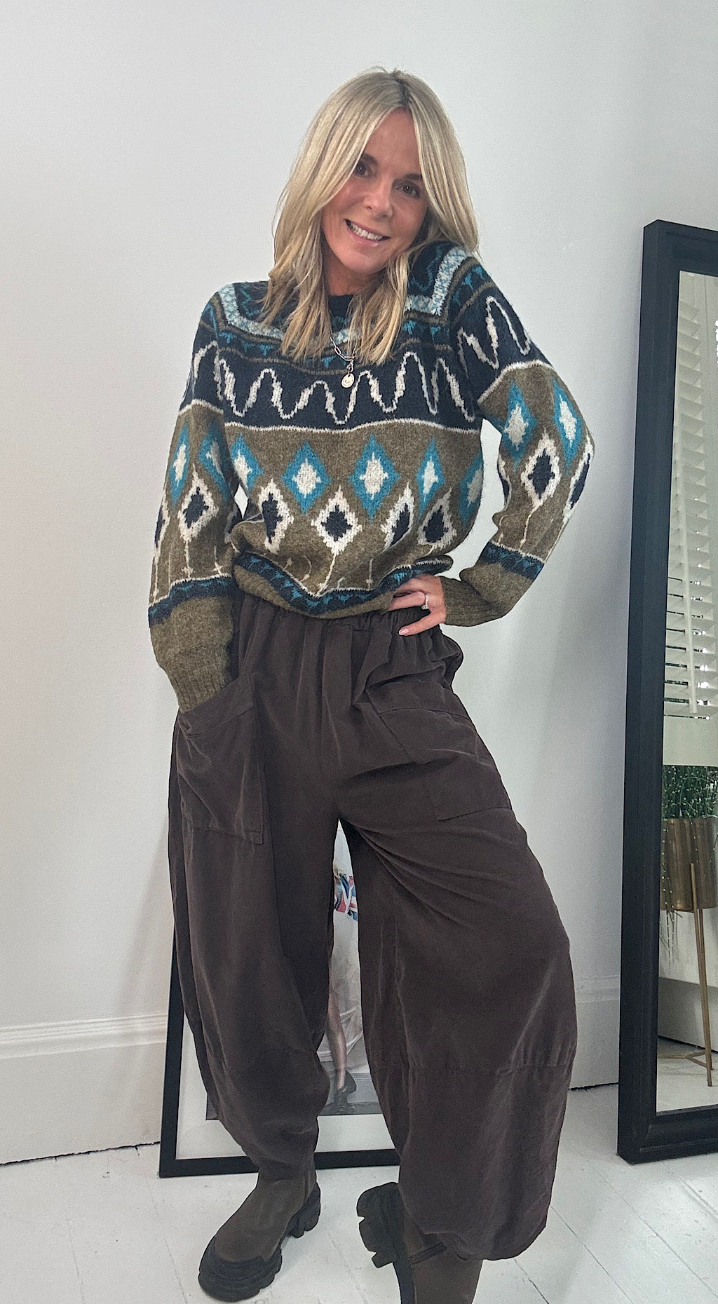 Pocket cocoon pant brown