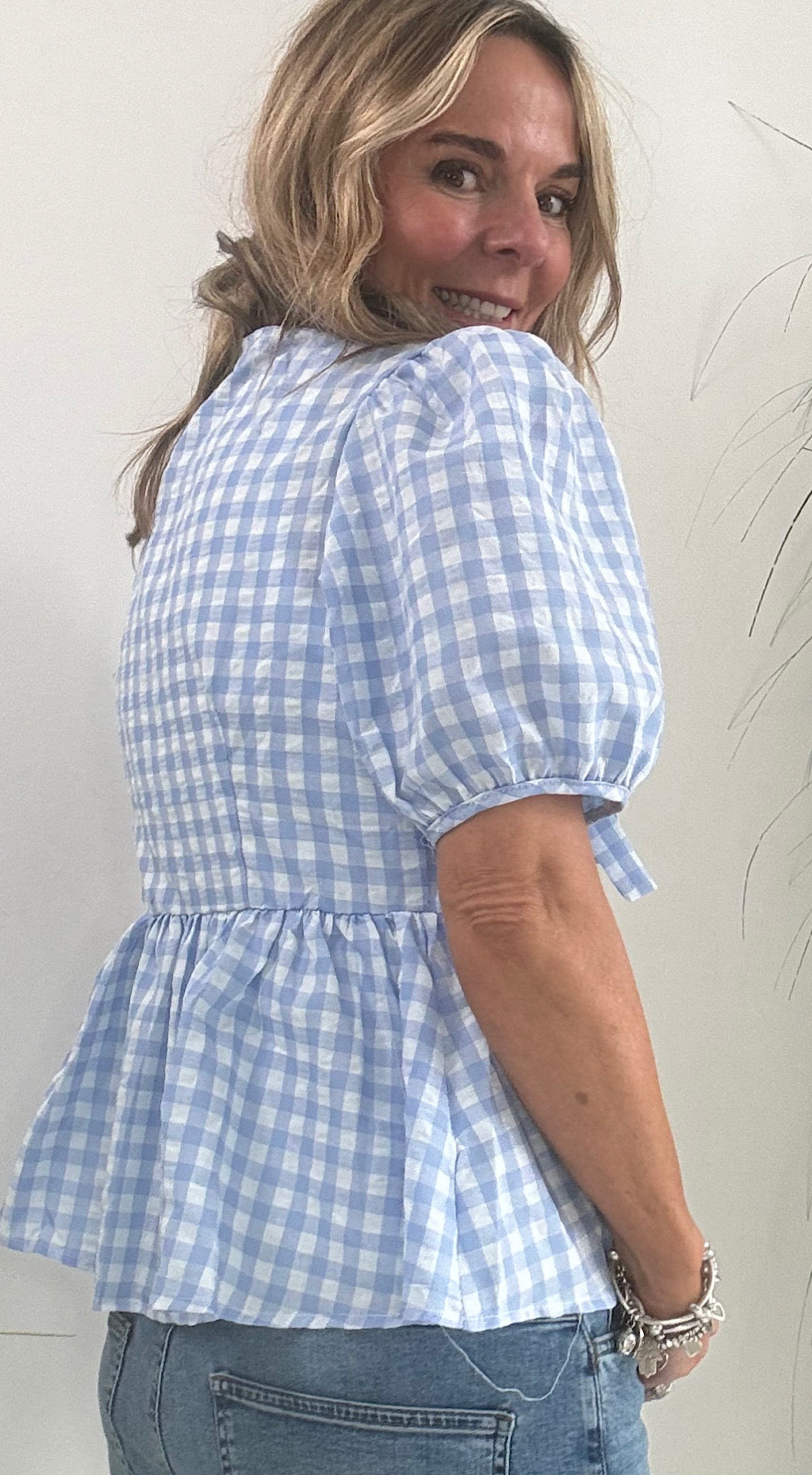 Gingham Tie Front Top