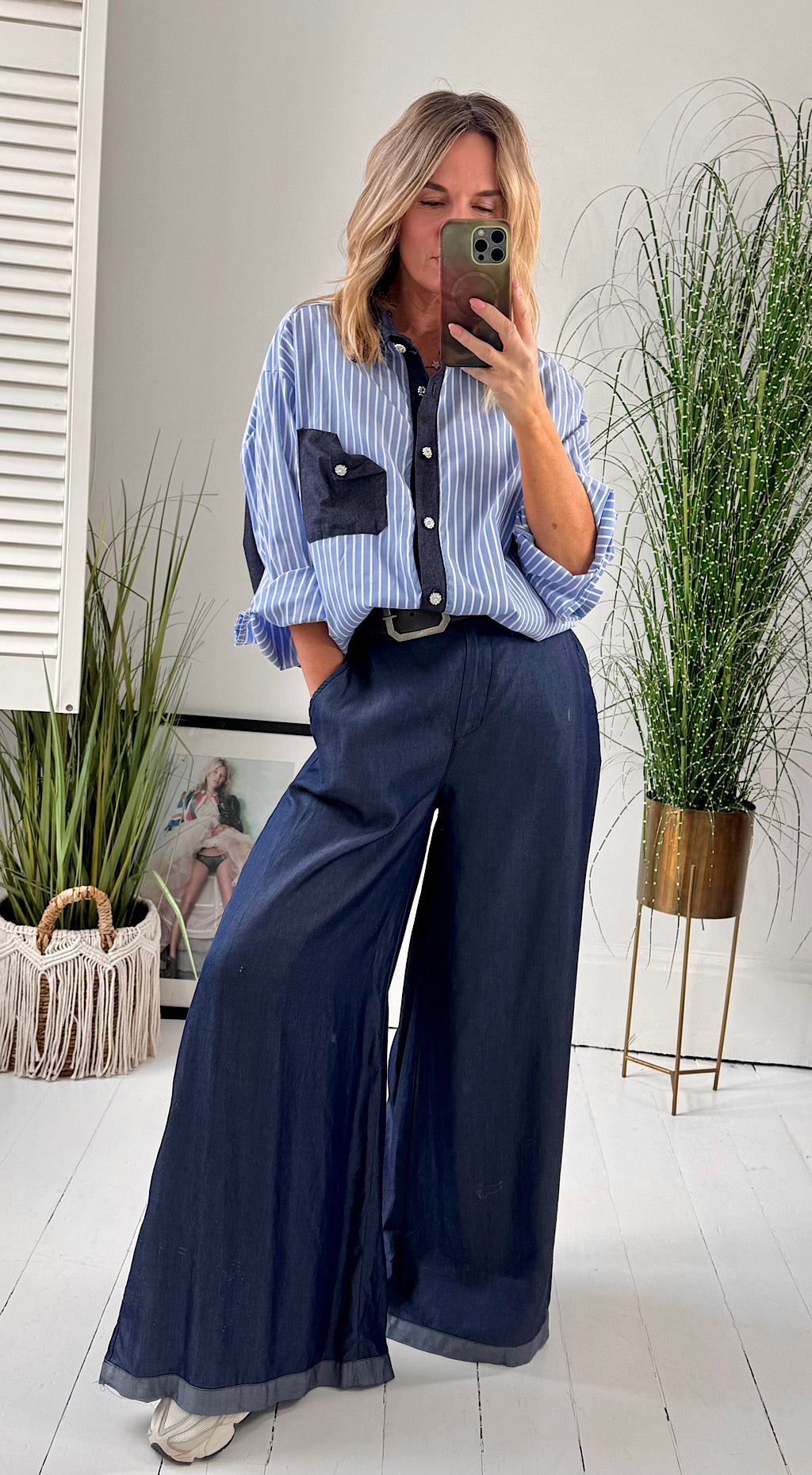 Denim Look Palazzo Pant