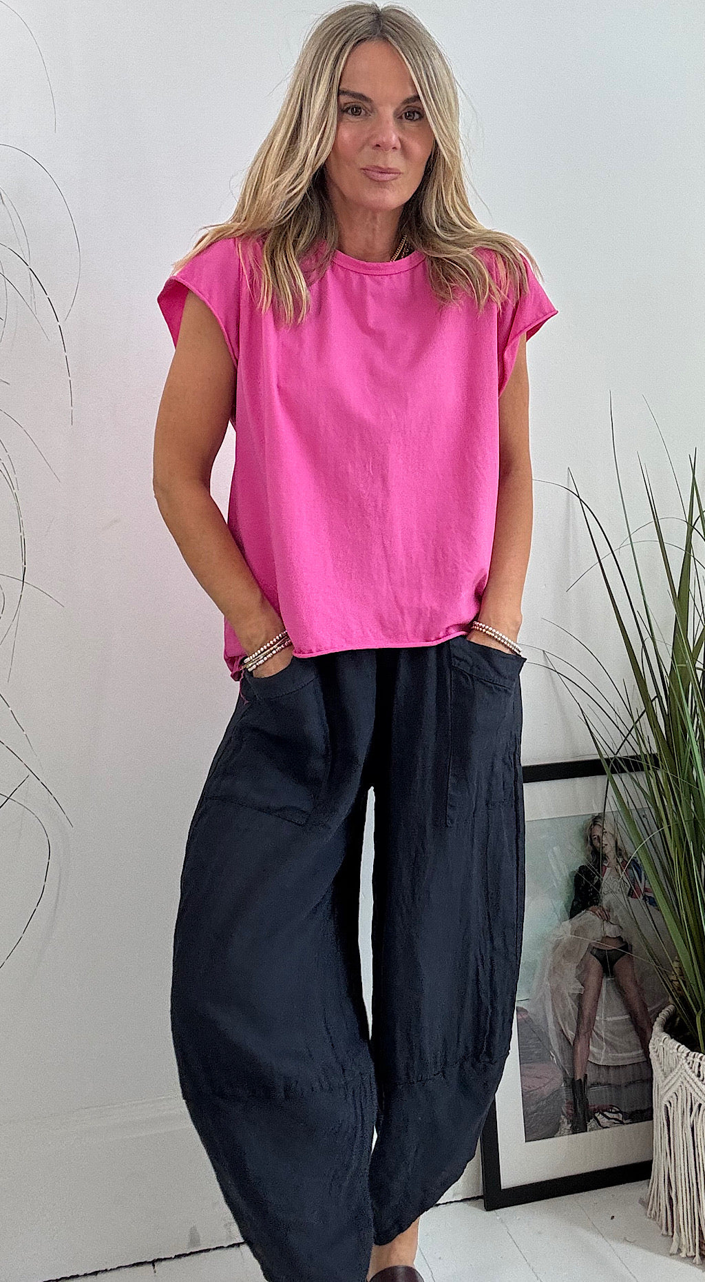 Linen Pocket Pants Navy