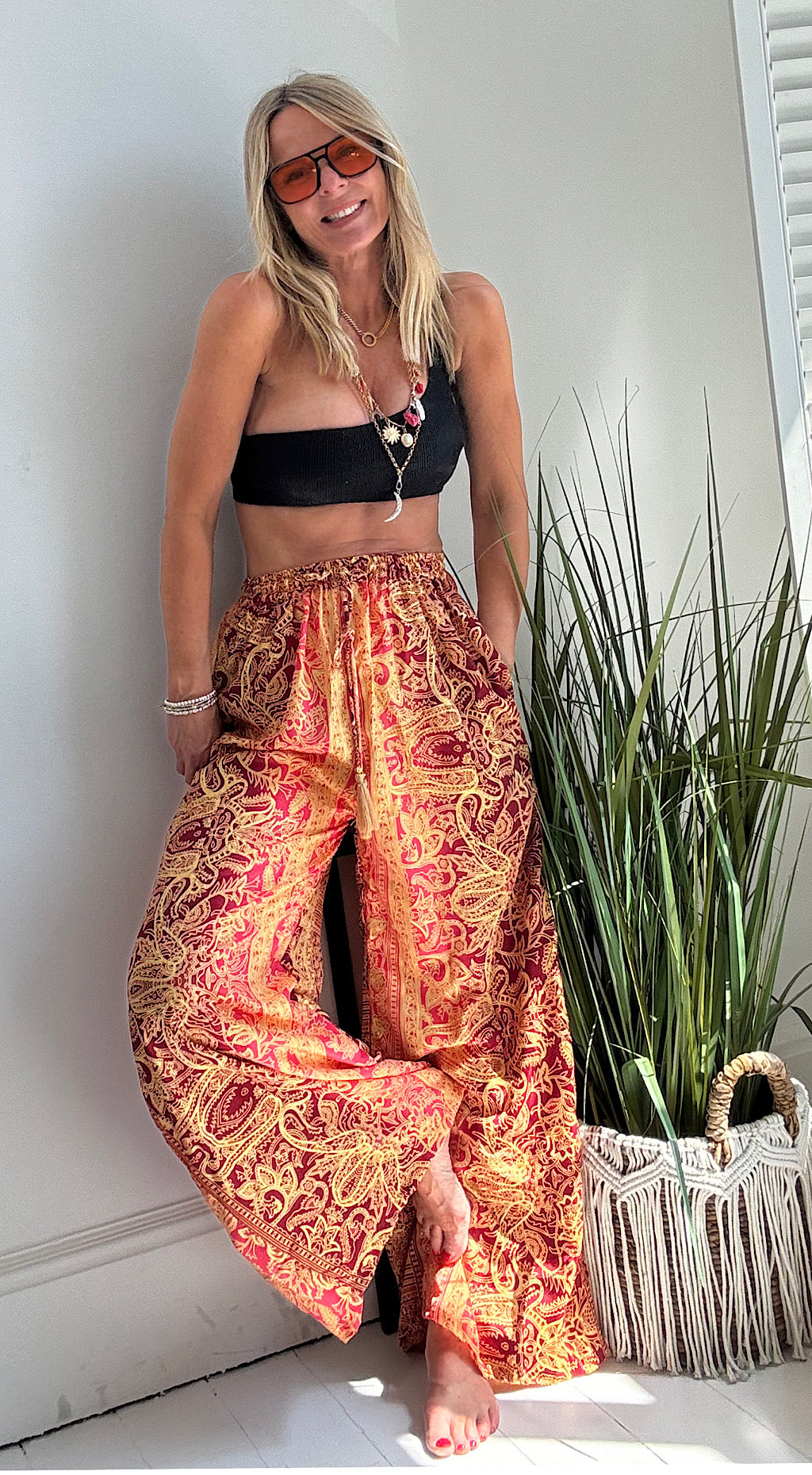 Vintage BoHo Silk Pant - gold mix