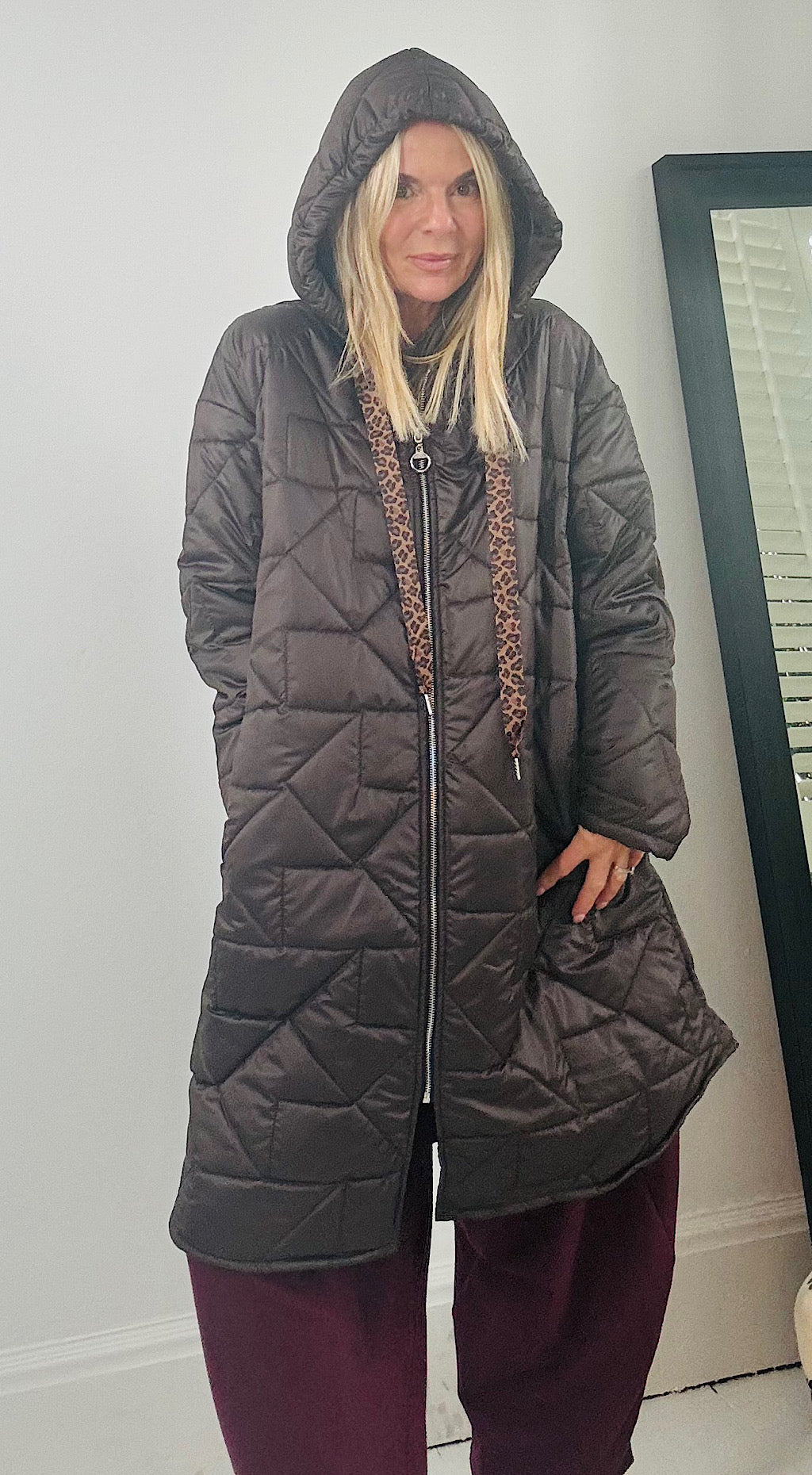 Puffa style jacket brown
