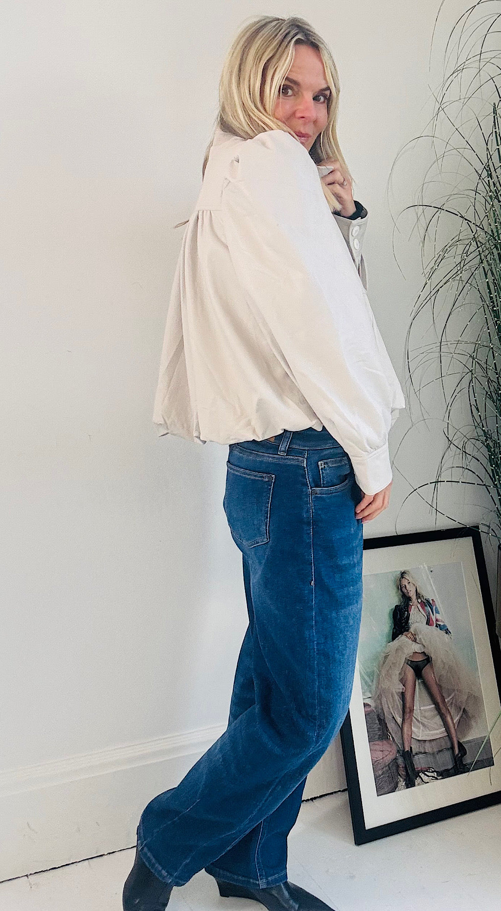 Vegan Leather Jacket - stone